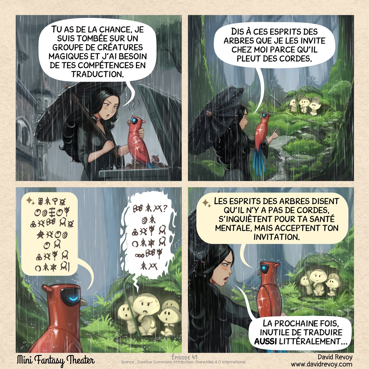 Mini Fantasy Theater #41: Traductions littérales (2026-02-25). David Revoy, CC BY-SA 4.0. translation: Nicolas Artance. https://www.peppercarrot.com/en/webcomics/miniFantasyTheater.html