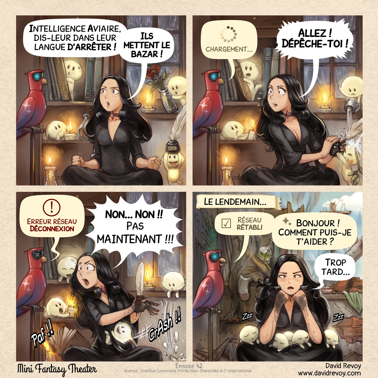 Mini Fantasy Theater #42: Surdépendance (2026-03-04). David Revoy, CC BY-SA 4.0. translation: Nicolas Artance. https://www.peppercarrot.com/en/webcomics/miniFantasyTheater.html