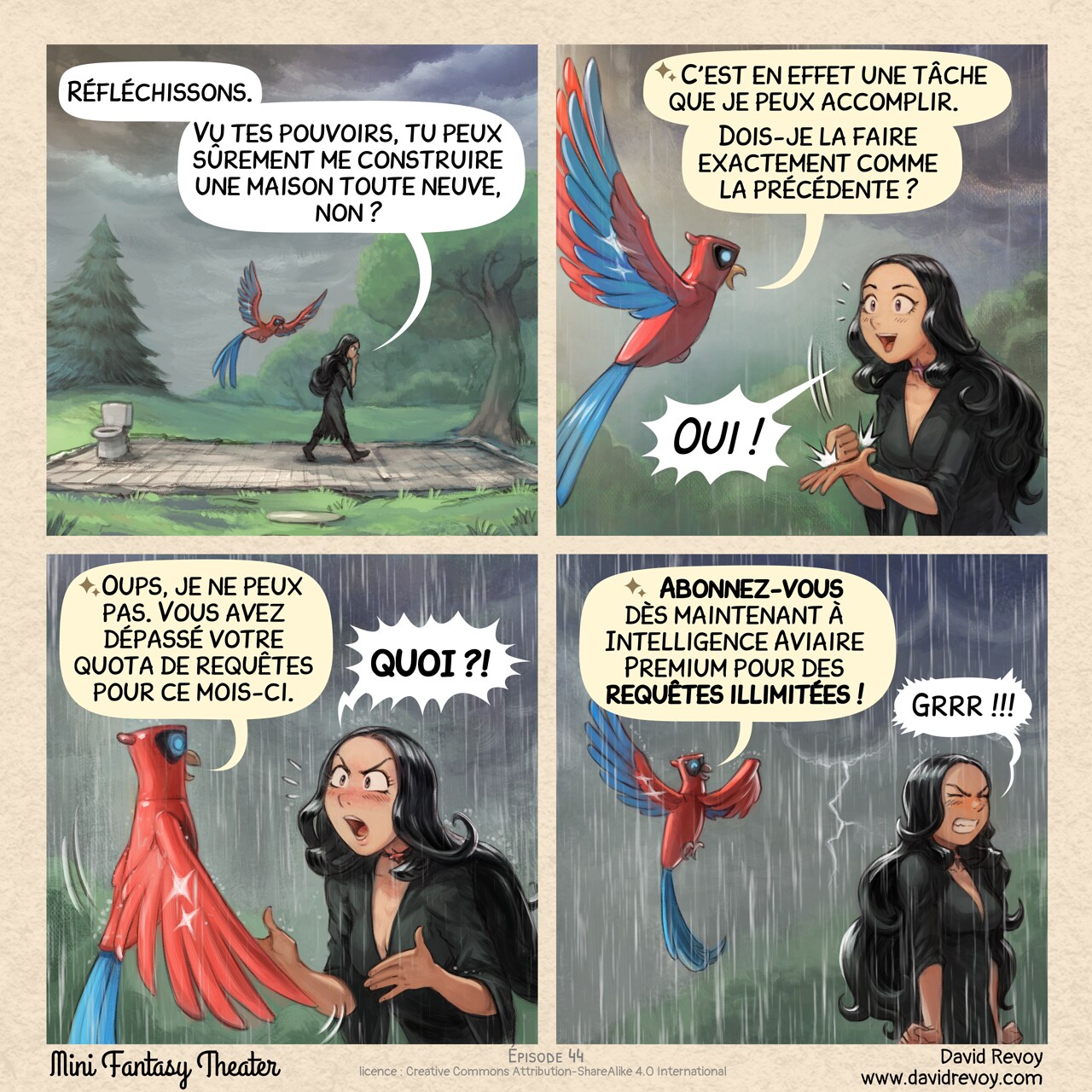 Mini Fantasy Theater #44: La première dose est gratuite... (2026-03-17). David Revoy, CC BY-SA 4.0. translation: Nicolas Artance. https://www.peppercarrot.com/en/webcomics/miniFantasyTheater.html
