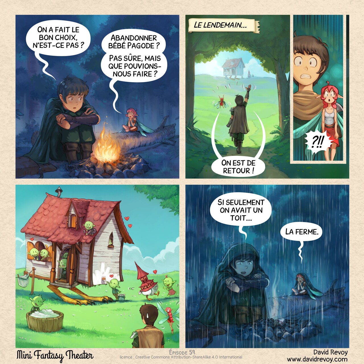 Mini Fantasy Theater #59: Quête secondaire de Bébé Pagode : Échec (2026-07-01). David Revoy, CC BY-SA 4.0. translation: Nicolas Artance. https://www.peppercarrot.com/en/webcomics/miniFantasyTheater.html