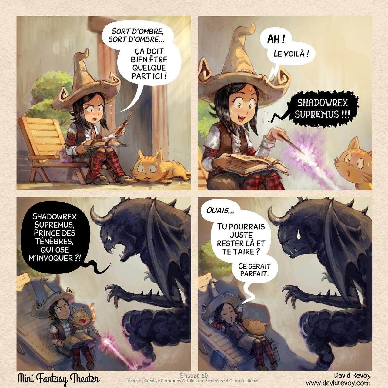 Mini Fantasy Theater #60: Sorcellerie d'été (2026-07-08). David Revoy, CC BY-SA 4.0. translation: Nicolas Artance. https://www.peppercarrot.com/en/webcomics/miniFantasyTheater.html