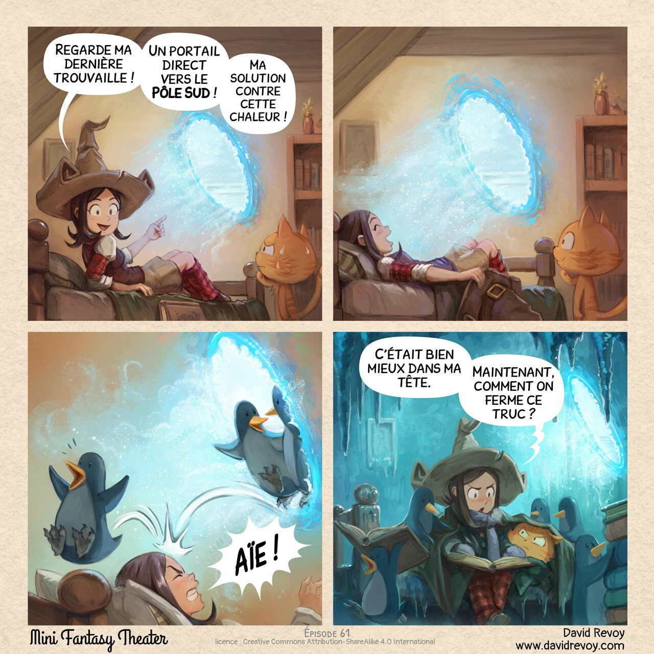 Mini Fantasy Theater #61: Portail Magique (2026-07-15). David Revoy, CC BY-SA 4.0. translation: Nicolas Artance. https://www.peppercarrot.com/en/webcomics/miniFantasyTheater.html