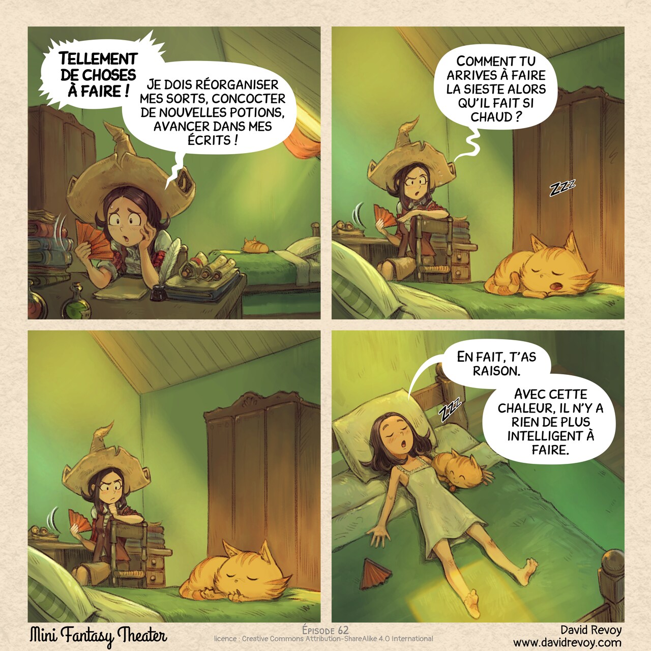 Mini Fantasy Theater #62: Détente (2026-07-22). David Revoy, CC BY-SA 4.0. translation: Nicolas Artance. https://www.peppercarrot.com/en/webcomics/miniFantasyTheater.html