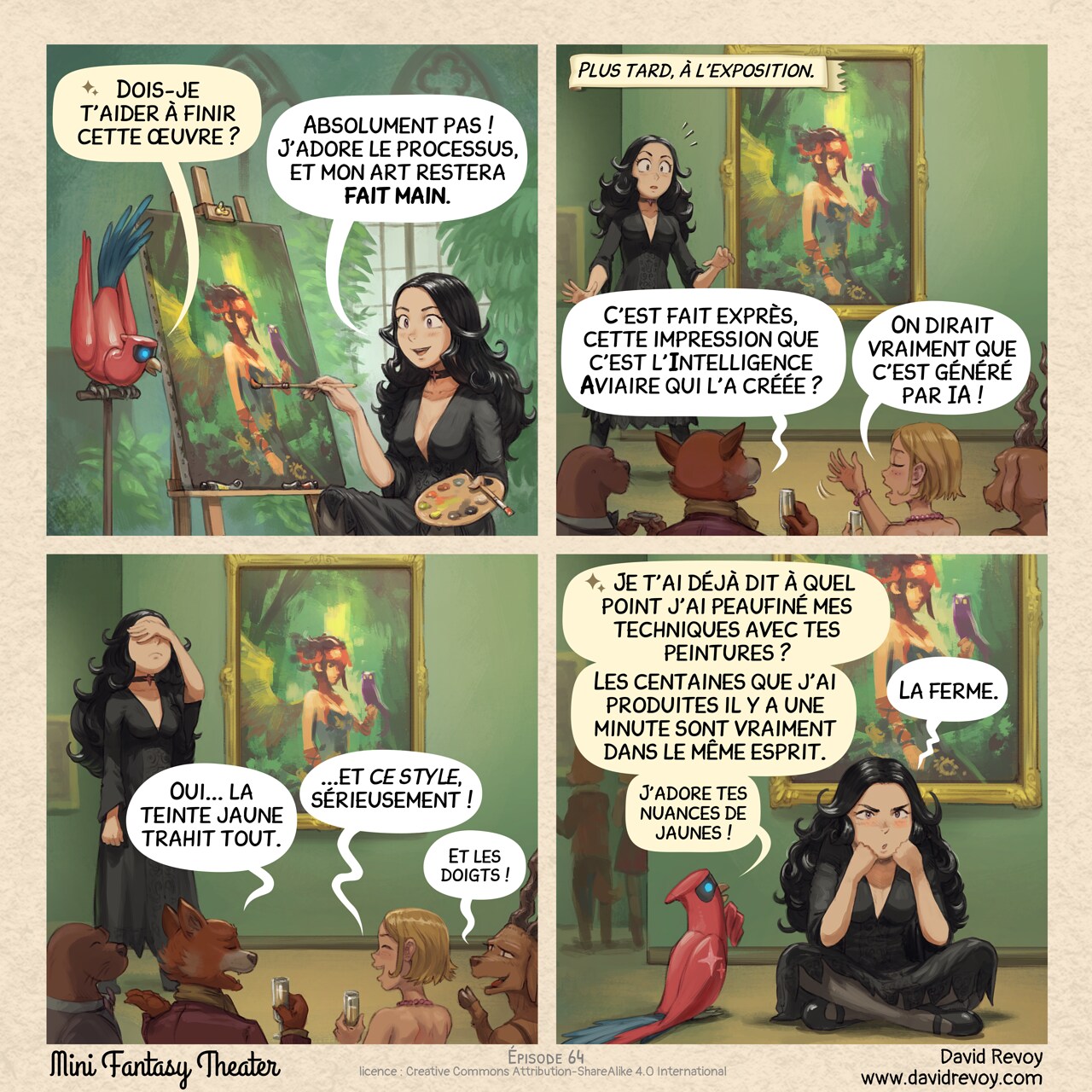 Mini Fantasy Theater #64: Problème d'Authenticité (2026-08-05). David Revoy, CC BY-SA 4.0. translation: Nicolas Artance. https://www.peppercarrot.com/en/webcomics/miniFantasyTheater.html