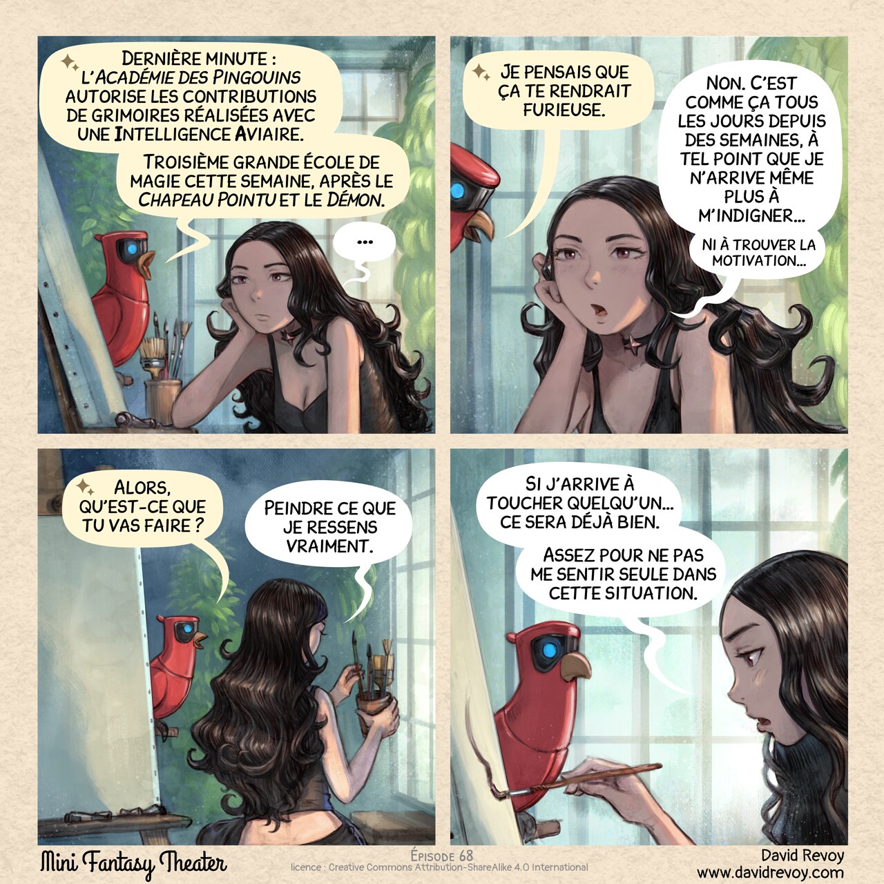 Mini Fantasy Theater #68: Résonance (2026-09-02). David Revoy, CC BY-SA 4.0. translation: Nicolas Artance. https://www.peppercarrot.com/en/webcomics/miniFantasyTheater.html