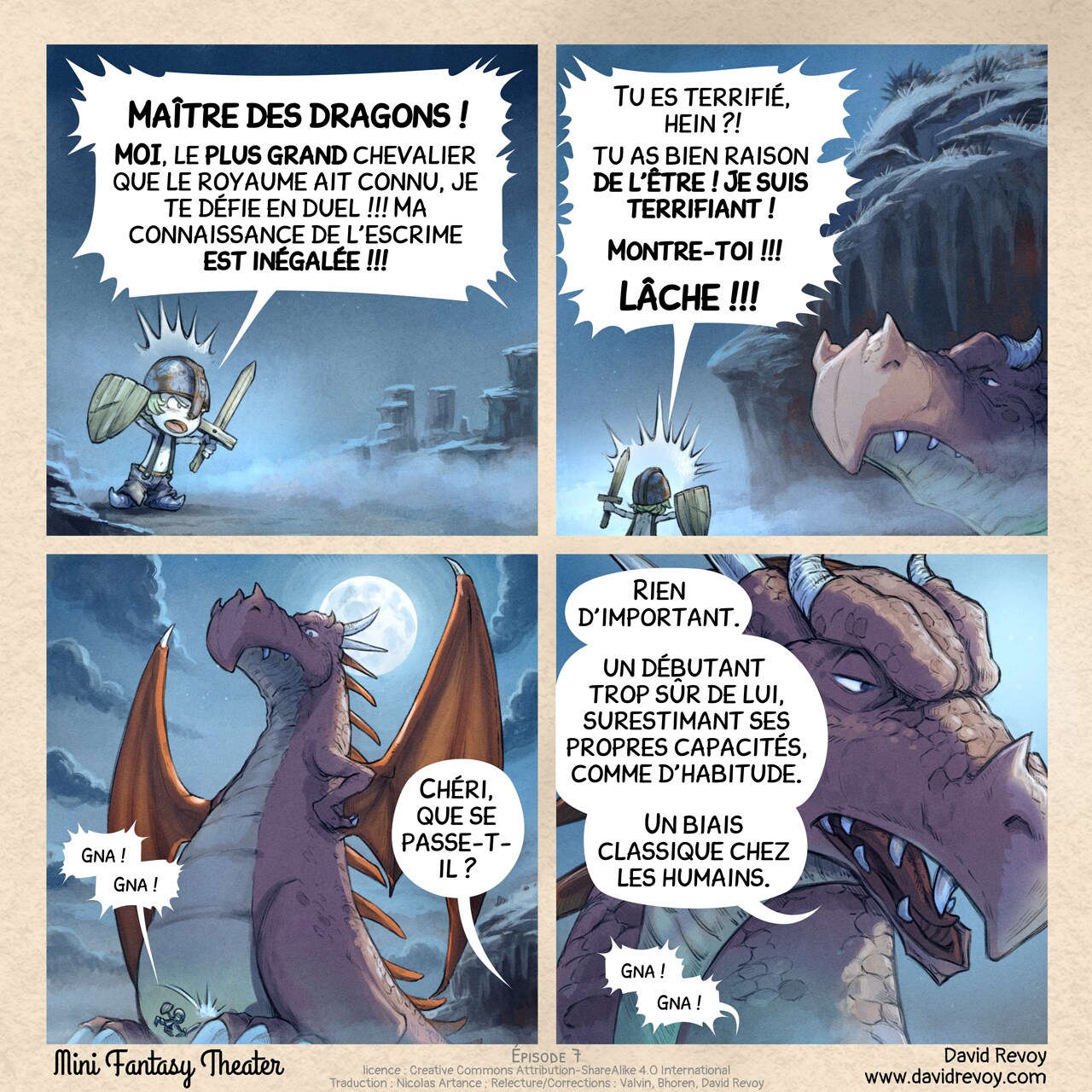 Mini Fantasy Theater #7: L'effet Dunning–Kruger (2024-06-12). David Revoy, CC BY-SA 4.0. translation: Nicolas Artance; proofreading: Christian Aribaud, David Revoy, Valvin. https://www.peppercarrot.com/en/webcomics/miniFantasyTheater.html