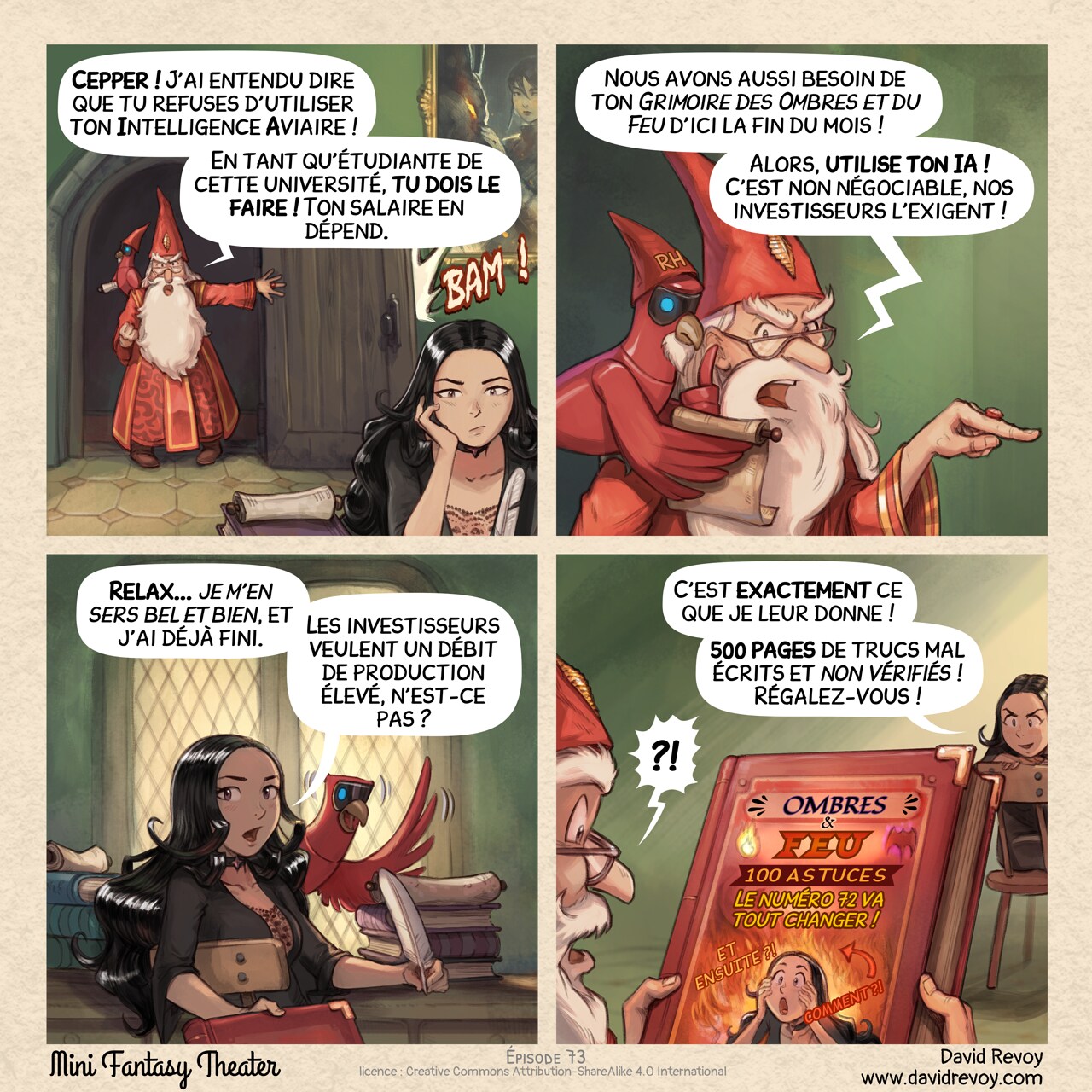 Mini Fantasy Theater #73: Conformité malveillante (2026-10-07). David Revoy, CC BY-SA 4.0. translation: Nicolas Artance. https://www.peppercarrot.com/en/webcomics/miniFantasyTheater.html