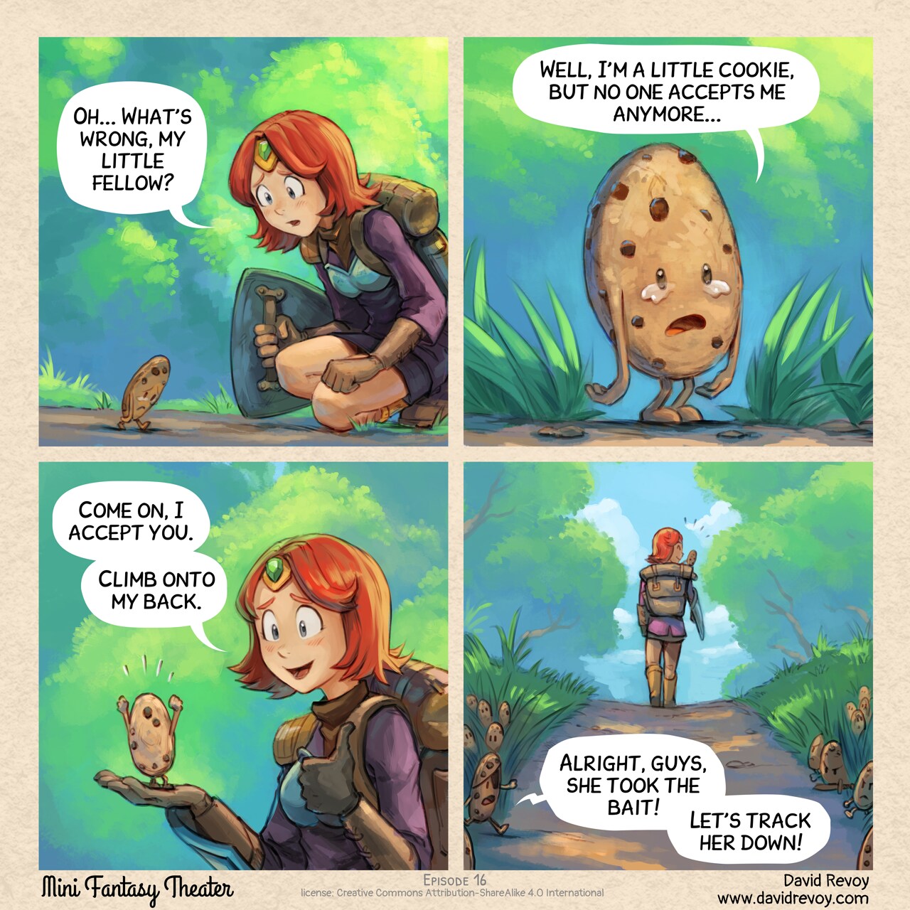Mini Fantasy Theater #16: Cookies (2025-08-27). David Revoy, CC BY-SA 4.0. https://www.peppercarrot.com/en/webcomics/miniFantasyTheater.html