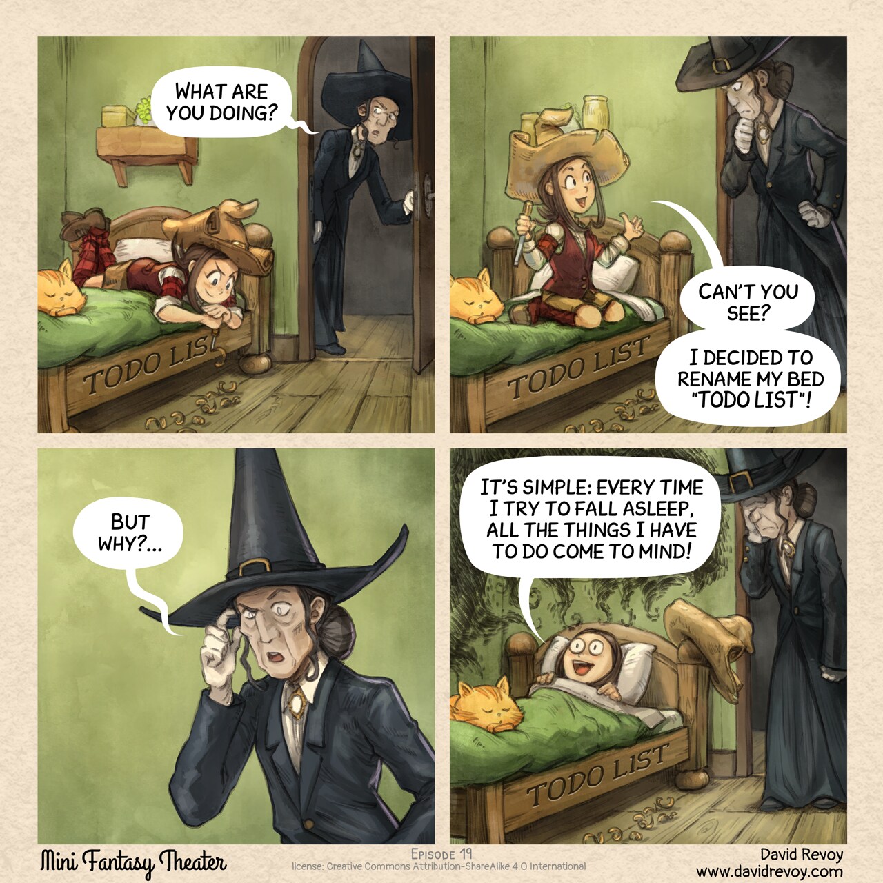 Mini Fantasy Theater #19: The Todo List (2025-09-17). David Revoy, CC BY-SA 4.0. https://www.peppercarrot.com/en/webcomics/miniFantasyTheater.html