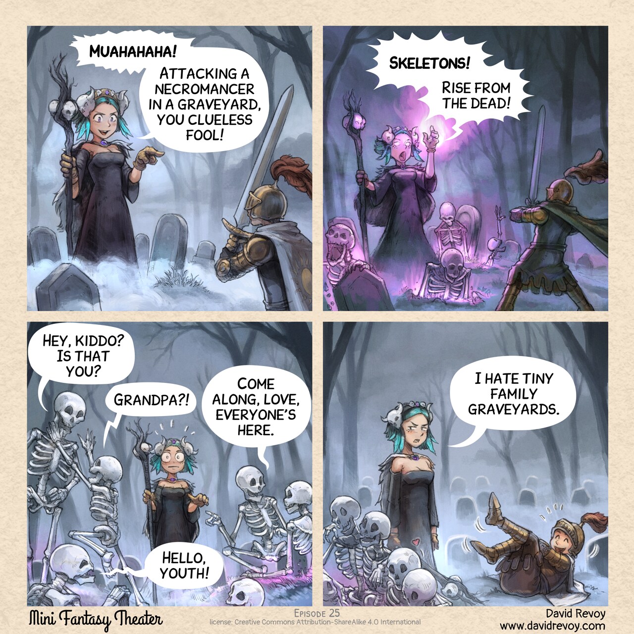 Mini Fantasy Theater #25: Graveyard Surprise (Halloween Special) (2025-10-29). David Revoy, CC BY-SA 4.0. https://www.peppercarrot.com/en/webcomics/miniFantasyTheater.html