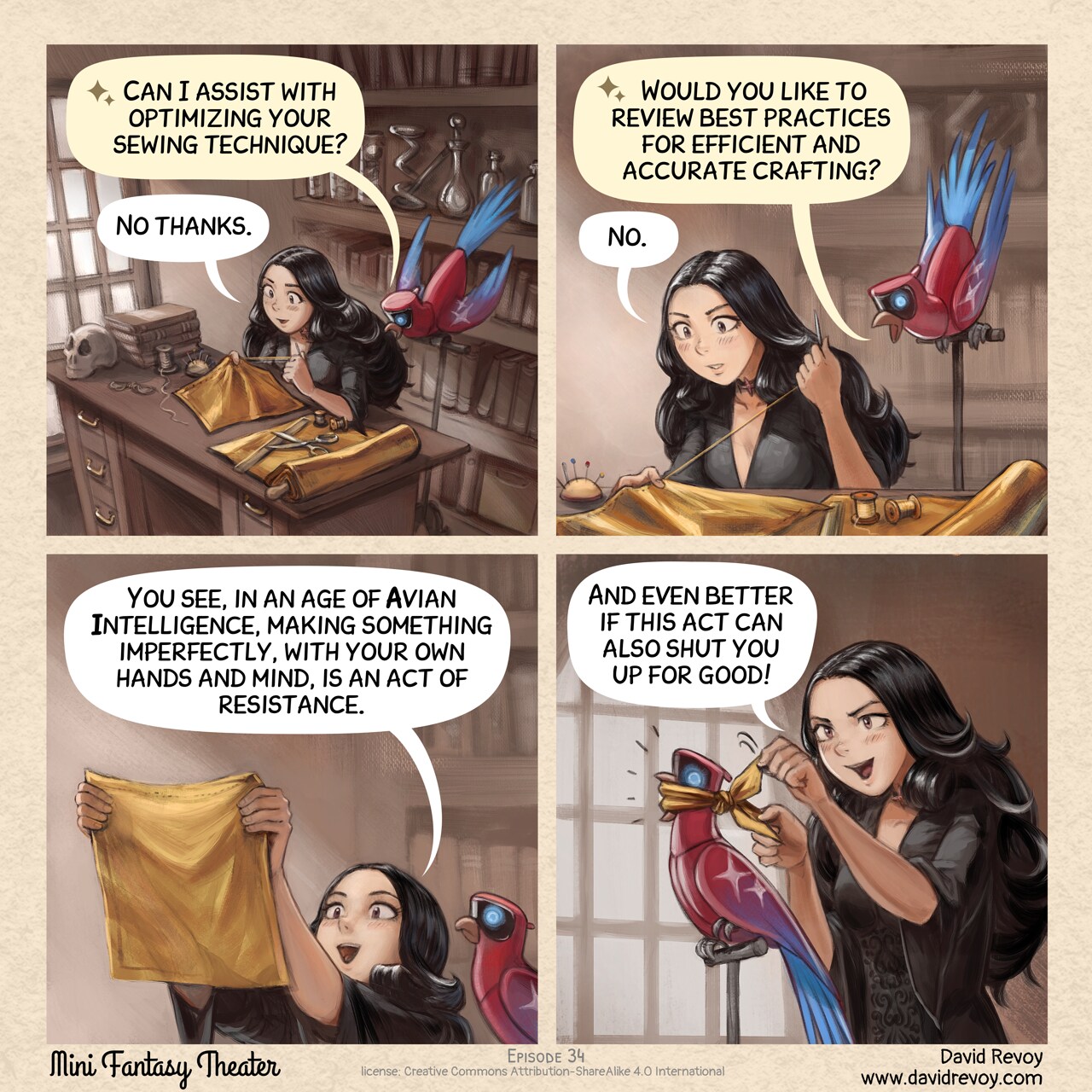 Mini Fantasy Theater #34: An Act of Resistance (2026-01-07). David Revoy, CC BY-SA 4.0. https://www.peppercarrot.com/en/webcomics/miniFantasyTheater.html