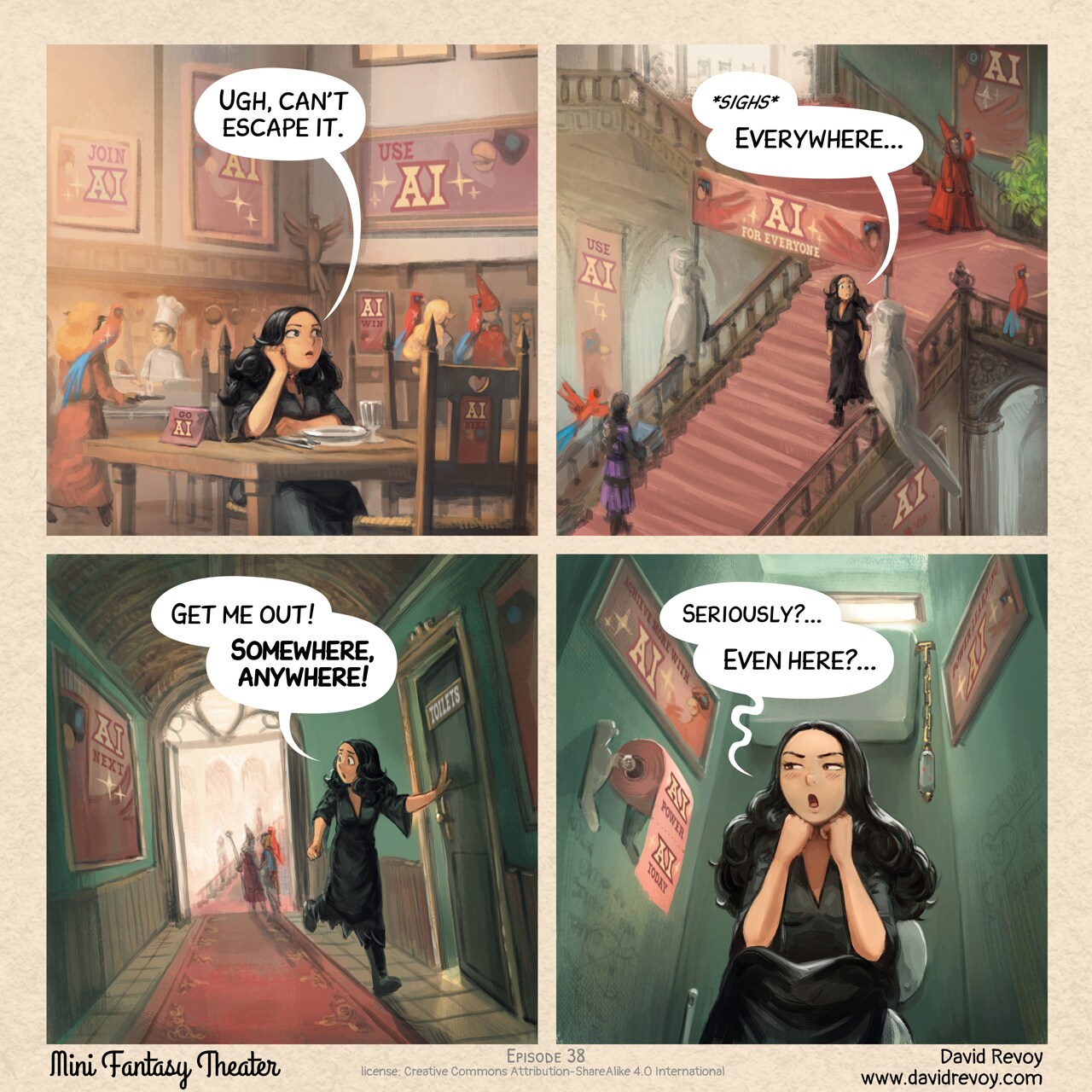 Mini Fantasy Theater #38: Everywhere... (2026-02-04). David Revoy, CC BY-SA 4.0. https://www.peppercarrot.com/en/webcomics/miniFantasyTheater.html