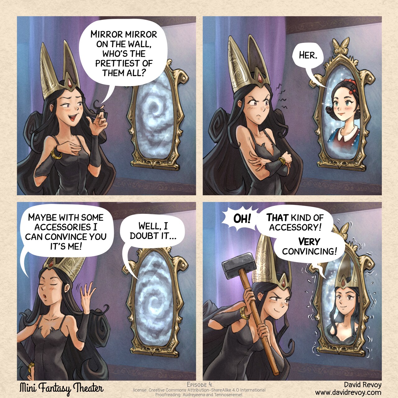 Mini Fantasy Theater #4: Accessories (2024-04-22). David Revoy, CC BY-SA 4.0. proofreading: Audreyeena, Tennoseremel. https://www.peppercarrot.com/en/webcomics/miniFantasyTheater.html