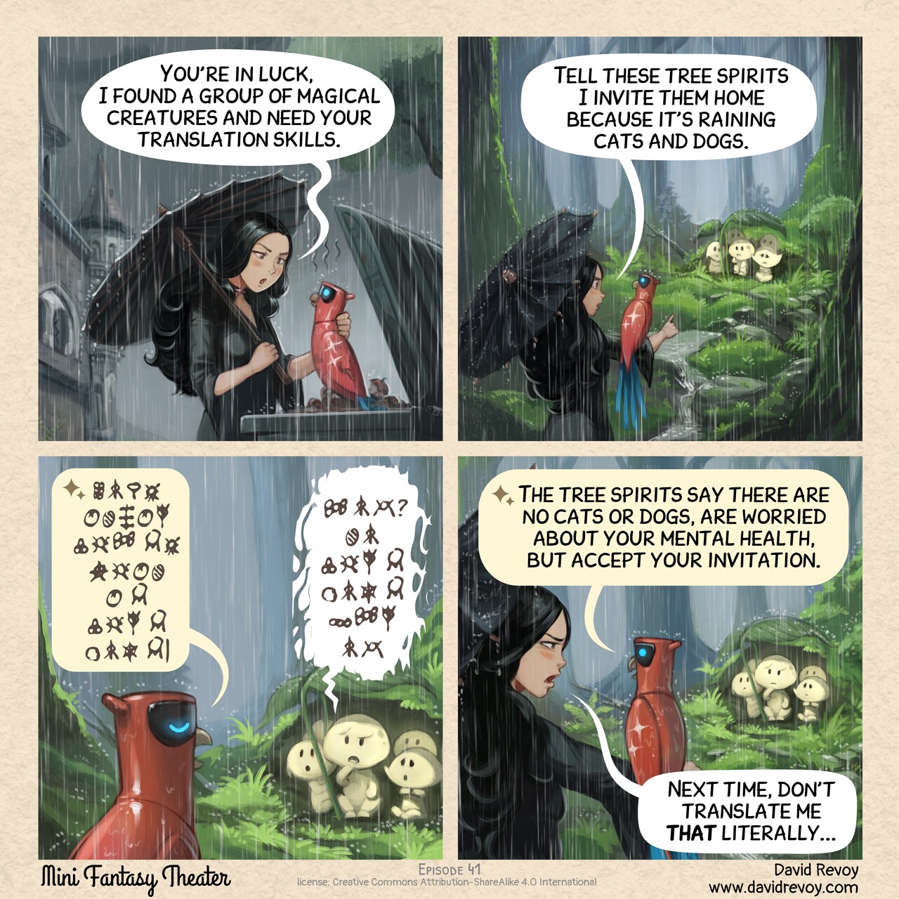Mini Fantasy Theater #41: Literal Translations (2026-02-25). David Revoy, CC BY-SA 4.0. https://www.peppercarrot.com/en/webcomics/miniFantasyTheater.html