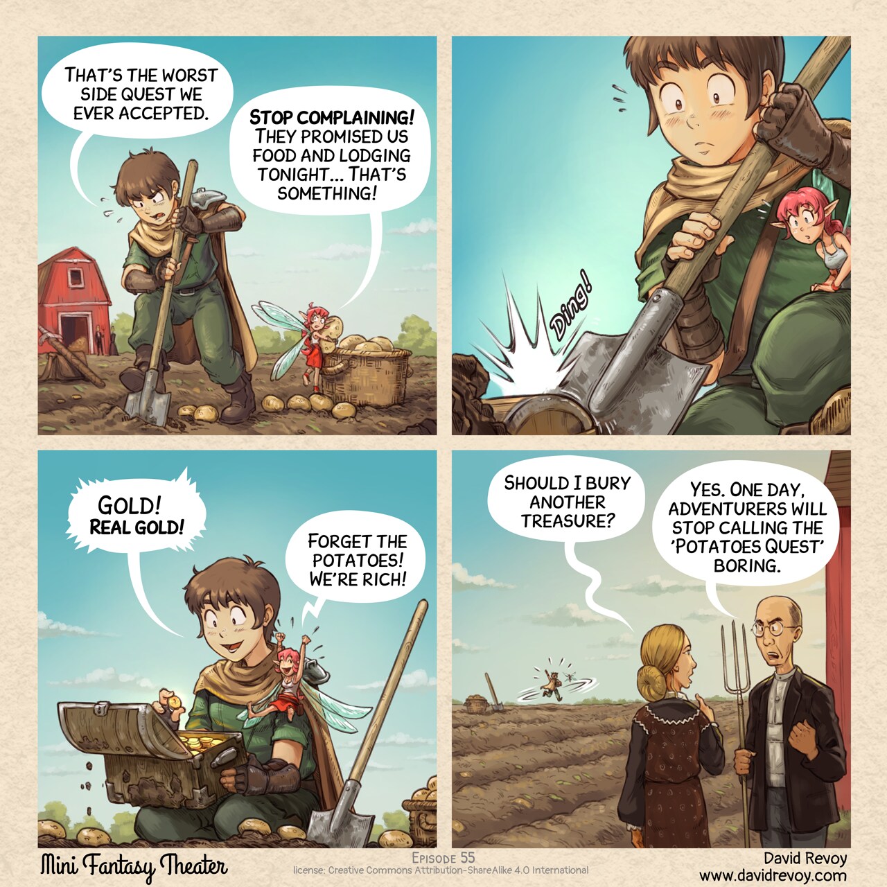 Mini Fantasy Theater #55: The Potatoes Quest (2026-06-03). David Revoy, CC BY-SA 4.0. https://www.peppercarrot.com/en/webcomics/miniFantasyTheater.html