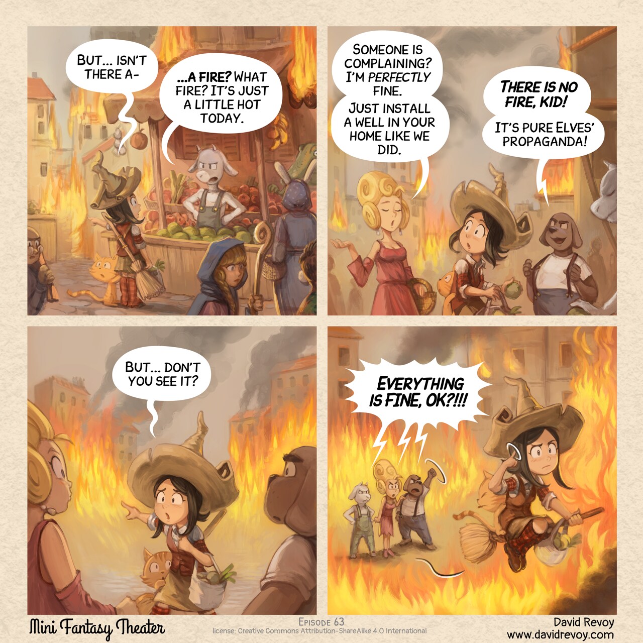 Mini Fantasy Theater #63: Fire (2026-07-29). David Revoy, CC BY-SA 4.0. https://www.peppercarrot.com/en/webcomics/miniFantasyTheater.html
