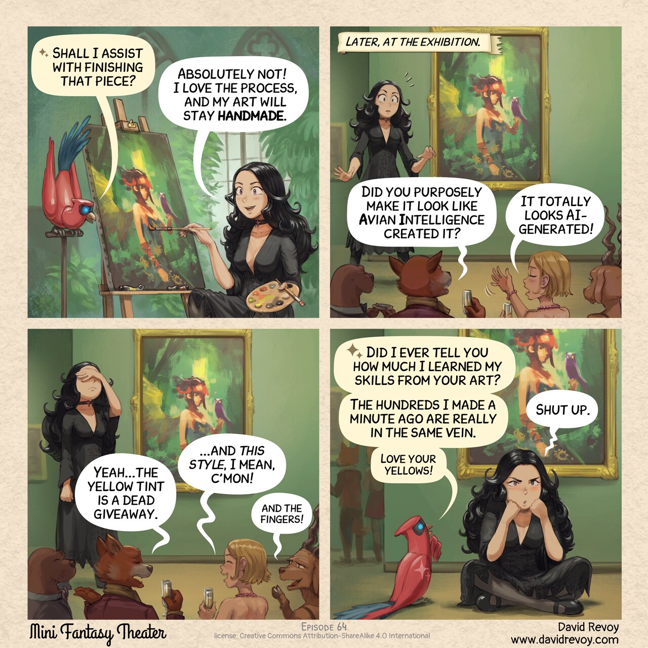 Mini Fantasy Theater #64: Authenticity Problem (2026-08-05). David Revoy, CC BY-SA 4.0. https://www.peppercarrot.com/en/webcomics/miniFantasyTheater.html