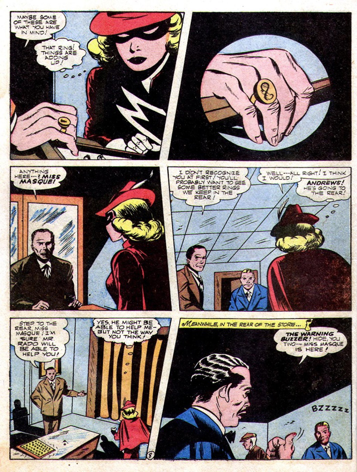 Miss Masque, America's Best Comics #24, page 9. Public domain. Source: https://commons.wikimedia.org/wiki/File%3AAmericasBestComics2422.jpg