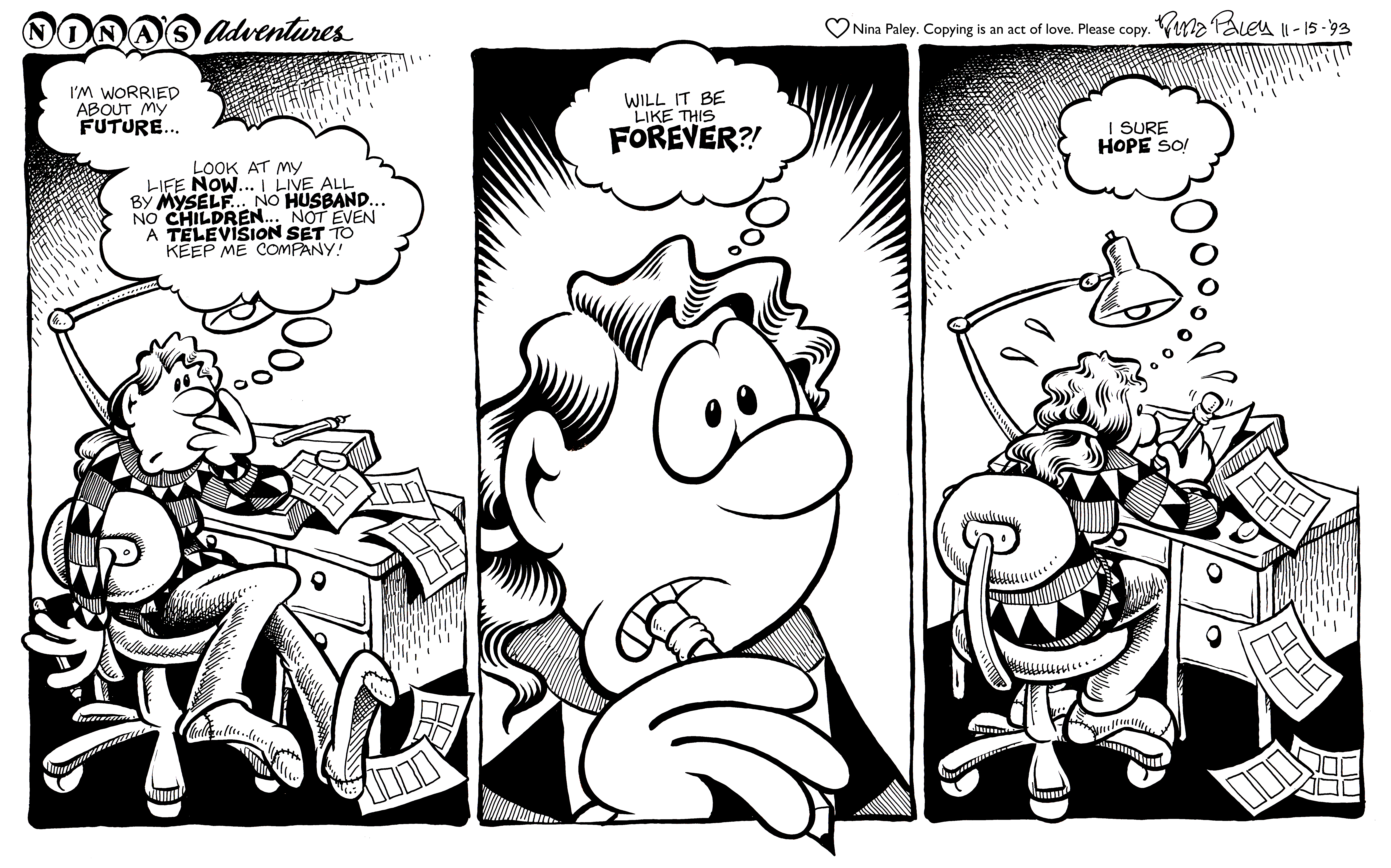 Nina's Adventures: Future (Nov 15, 1993). Nina Paley, CC BY-SA 3.0. https://archive.org/details/NinasAdventuresFree
