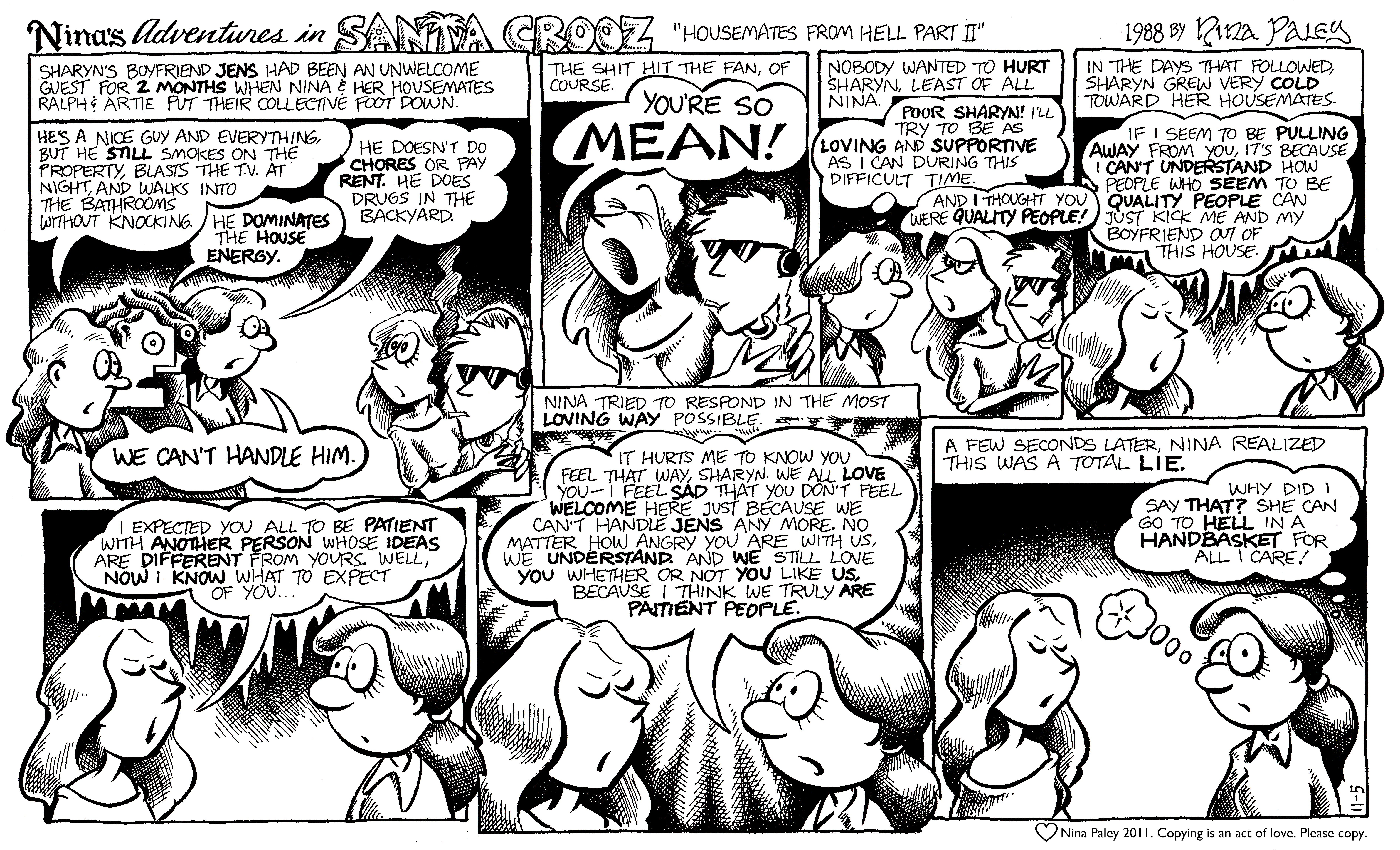 Nina's Adventures: Housmates 2 (Nov 5, 1988). Nina Paley, CC BY-SA 3.0. https://archive.org/details/NinasAdventuresFree