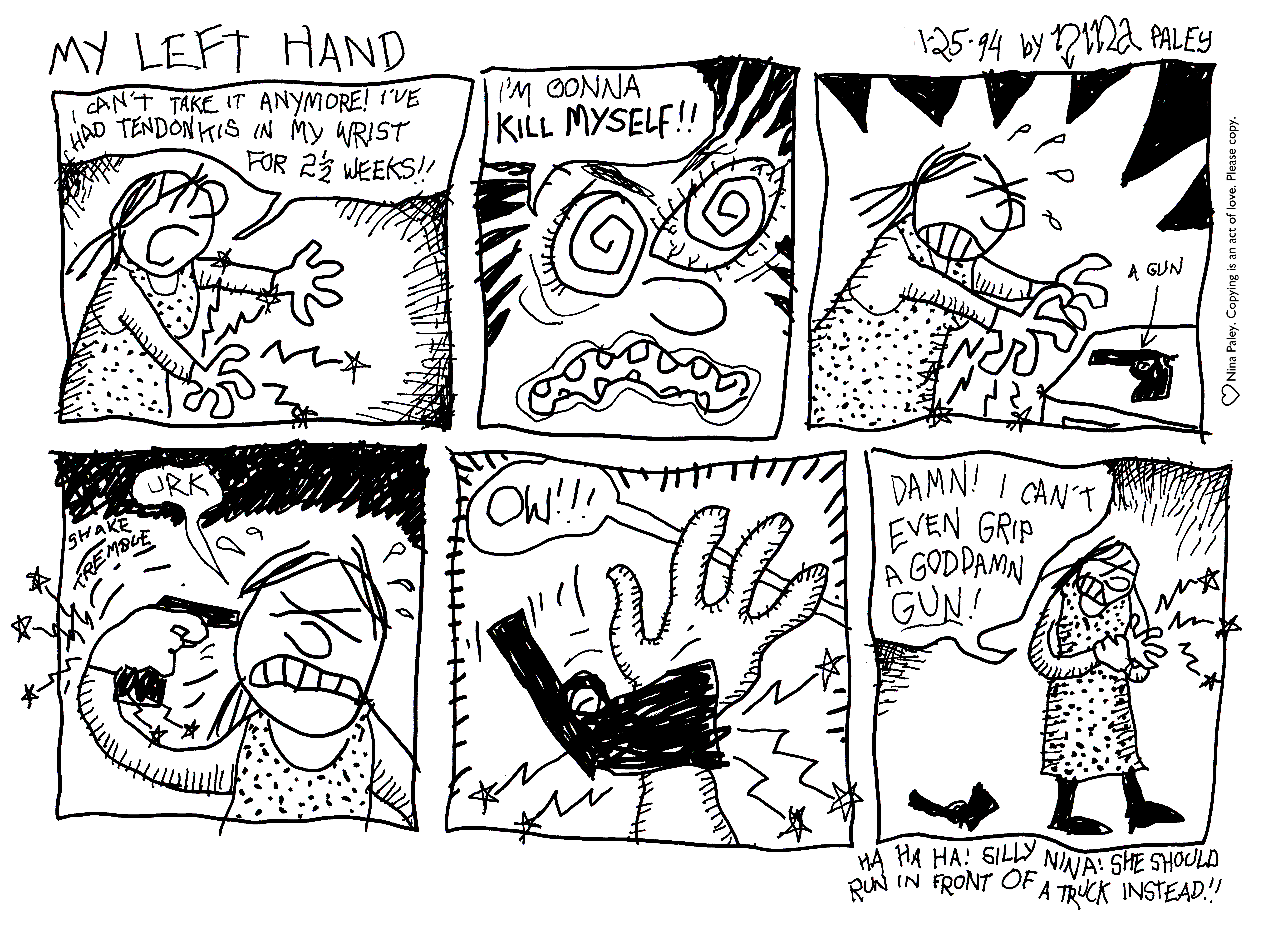 Nina's Adventures: Left Hand (Jan 25, 1994). Nina Paley, CC BY-SA 3.0. https://archive.org/details/NinasAdventuresFree