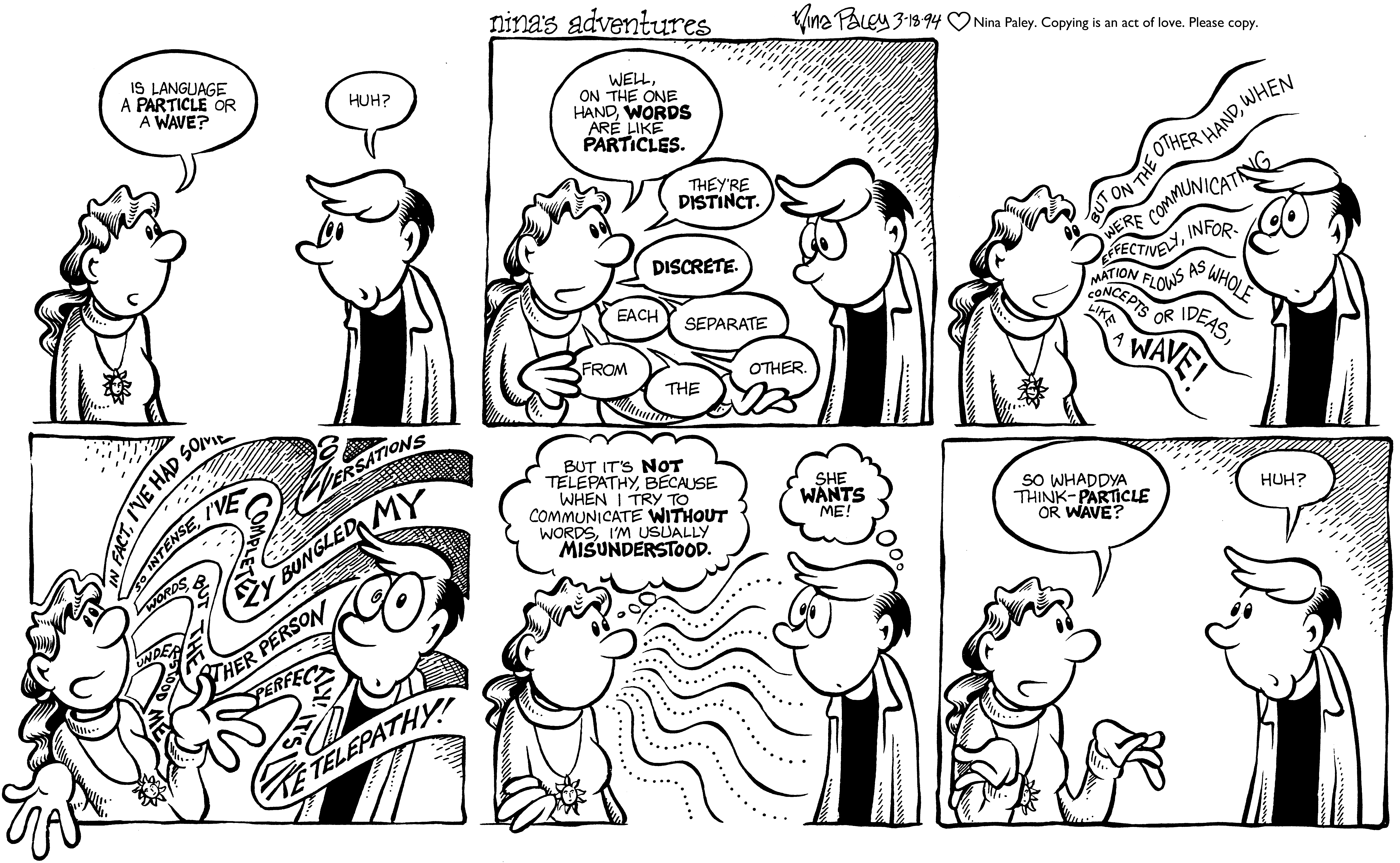Nina's Adventures: Particle Wave (Mar 18, 1994). Nina Paley, CC BY-SA 3.0. https://archive.org/details/NinasAdventuresFree