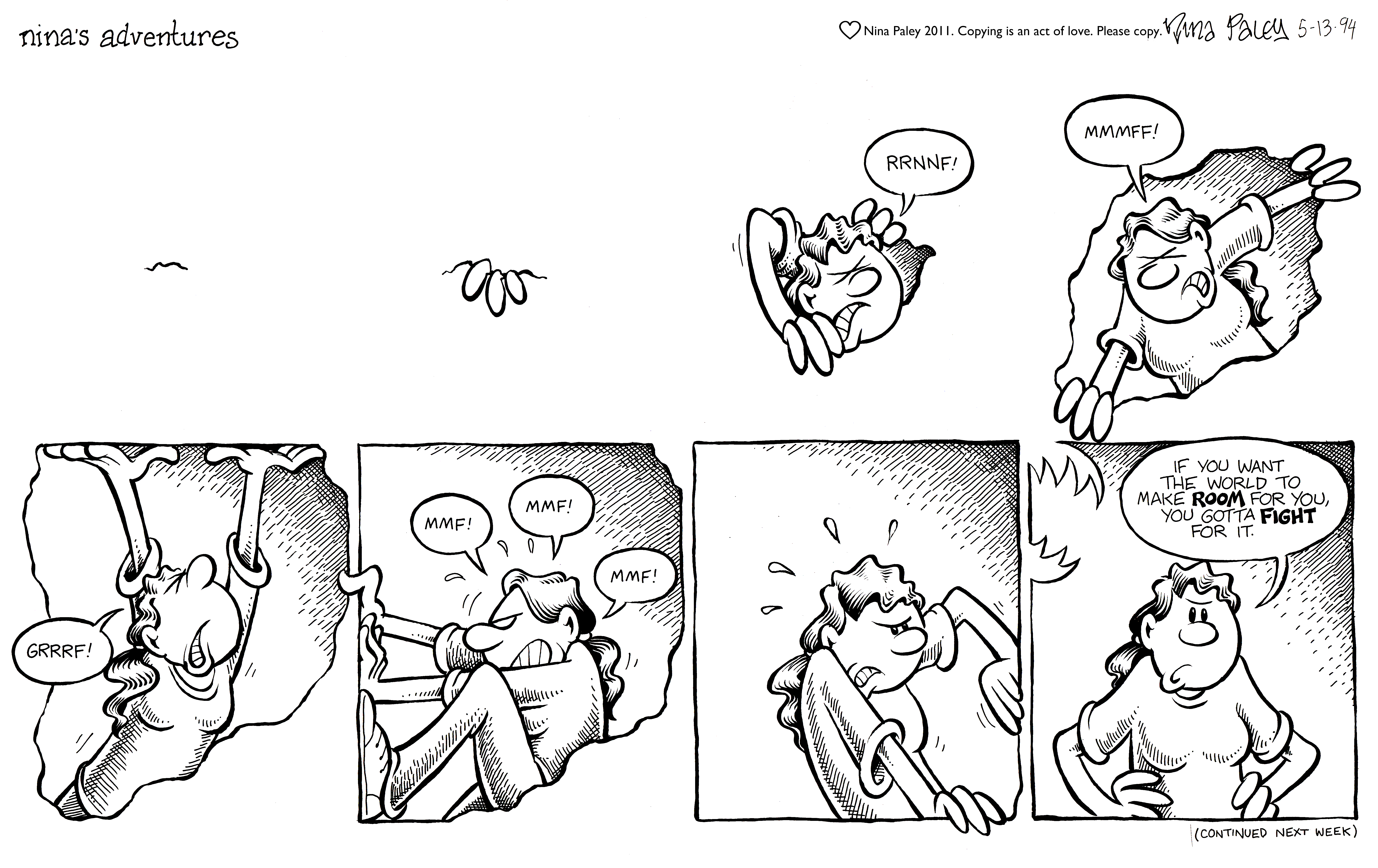 Nina's Adventures: Make Room (May 13, 1994). Nina Paley, CC BY-SA 3.0. https://archive.org/details/NinasAdventuresFree