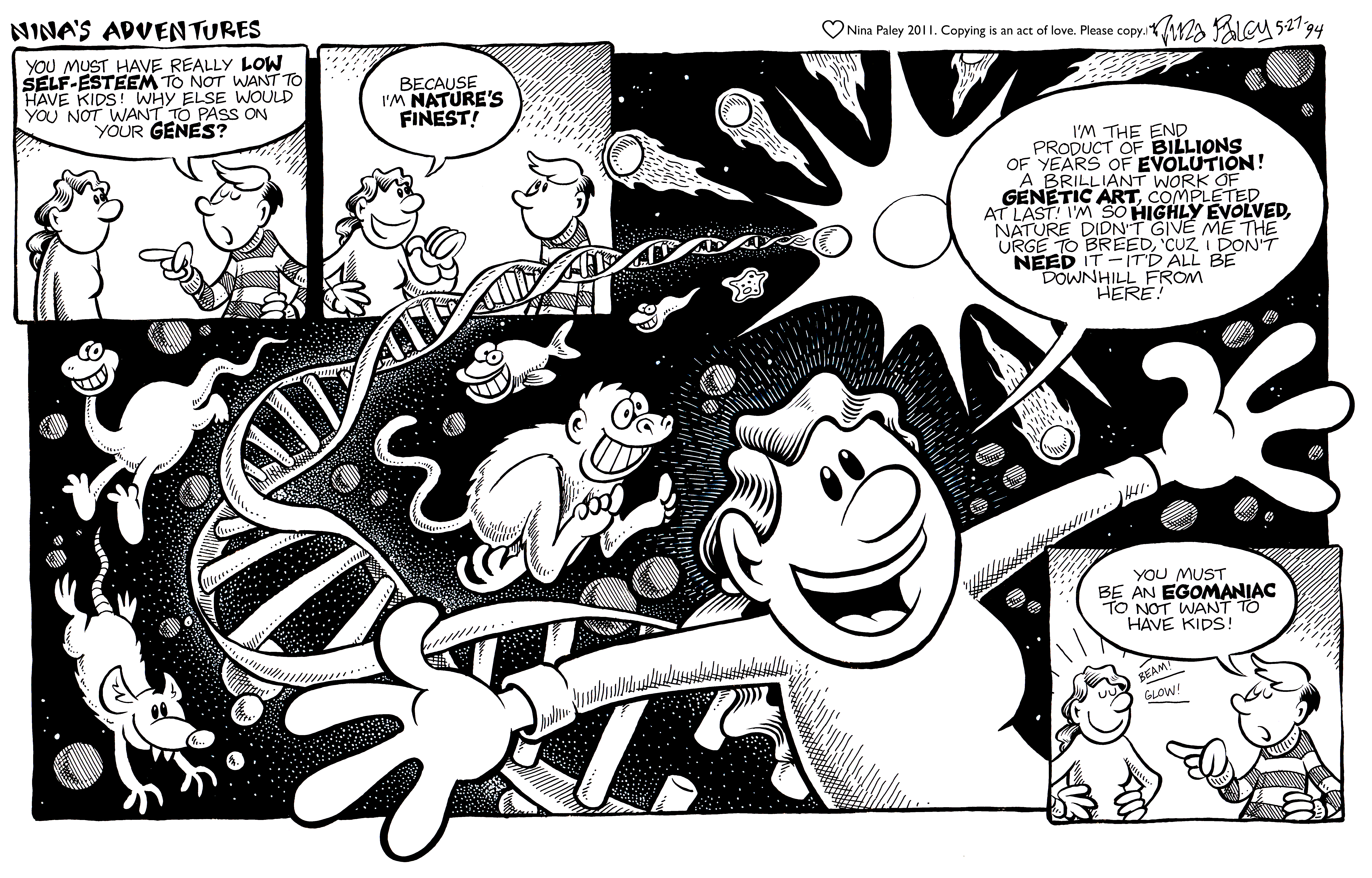 Nina's Adventures: Natures Finest (May 27, 1994). Nina Paley, CC BY-SA 3.0. https://archive.org/details/NinasAdventuresFree
