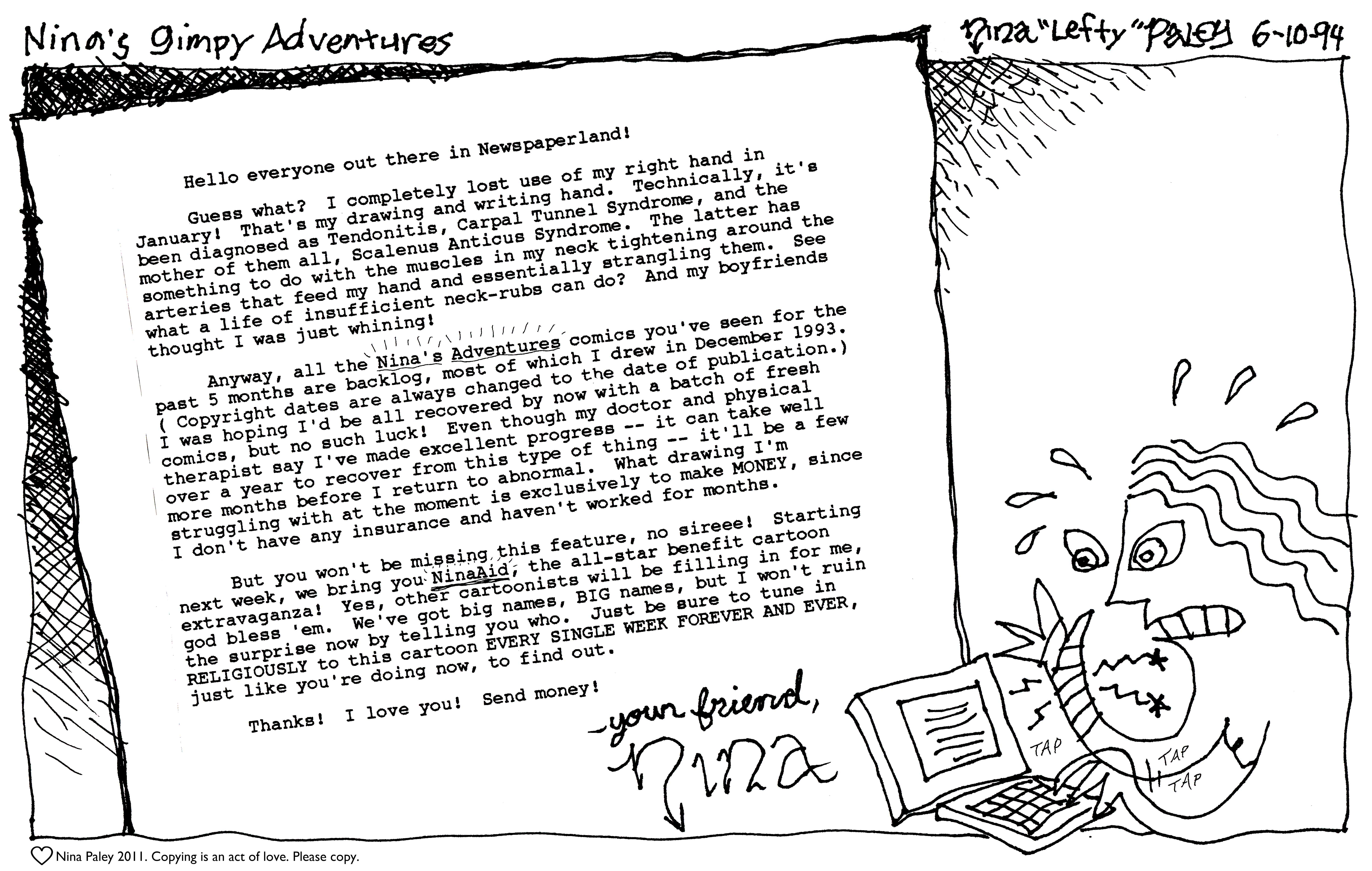 Nina's Adventures: Letterto Readers (Jun 10, 1994). Nina Paley, CC BY-SA 3.0. https://archive.org/details/NinasAdventuresFree