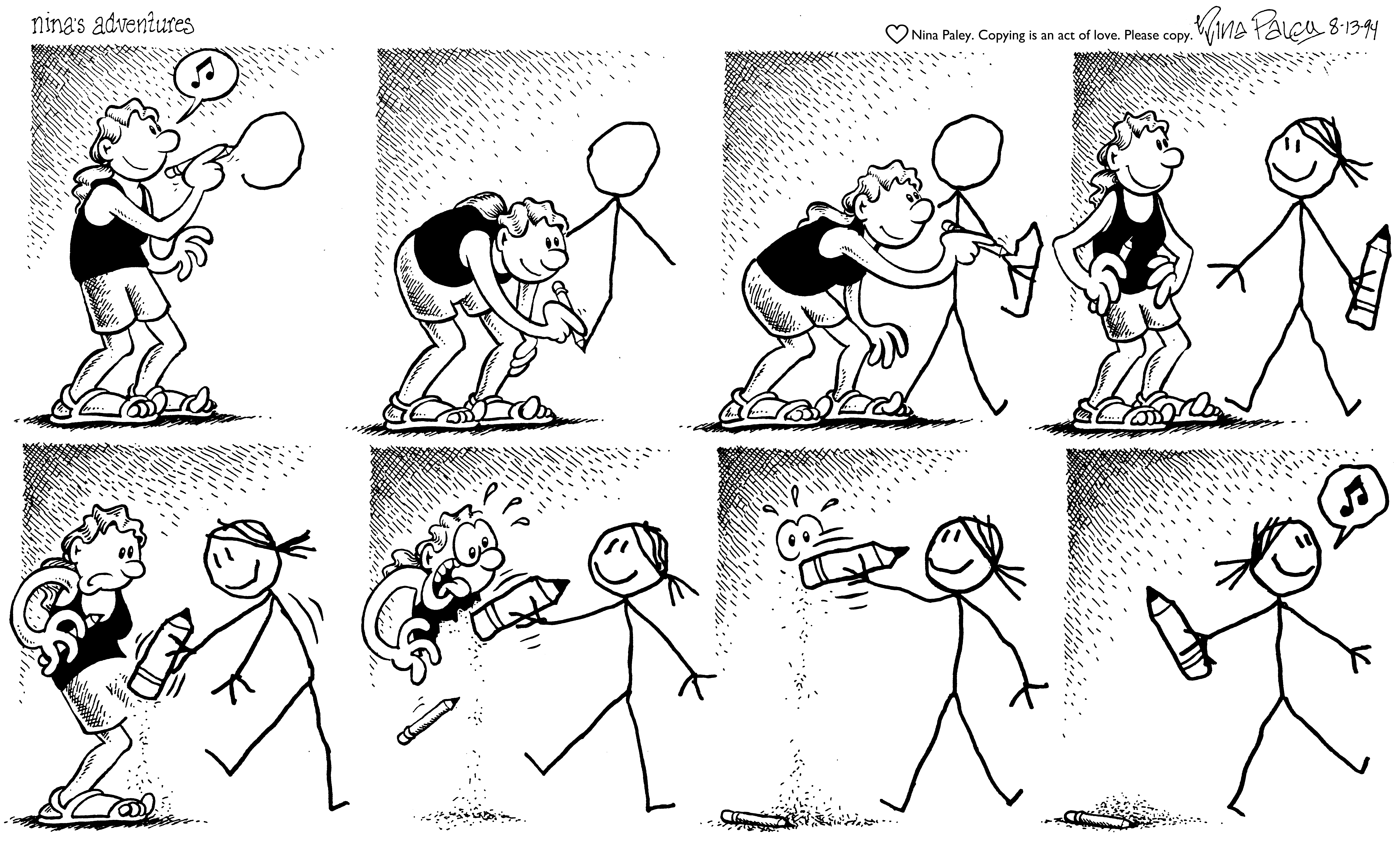 Nina's Adventures: Art Replaces Life (Aug 13, 1994). Nina Paley, CC BY-SA 3.0. https://archive.org/details/NinasAdventuresFree