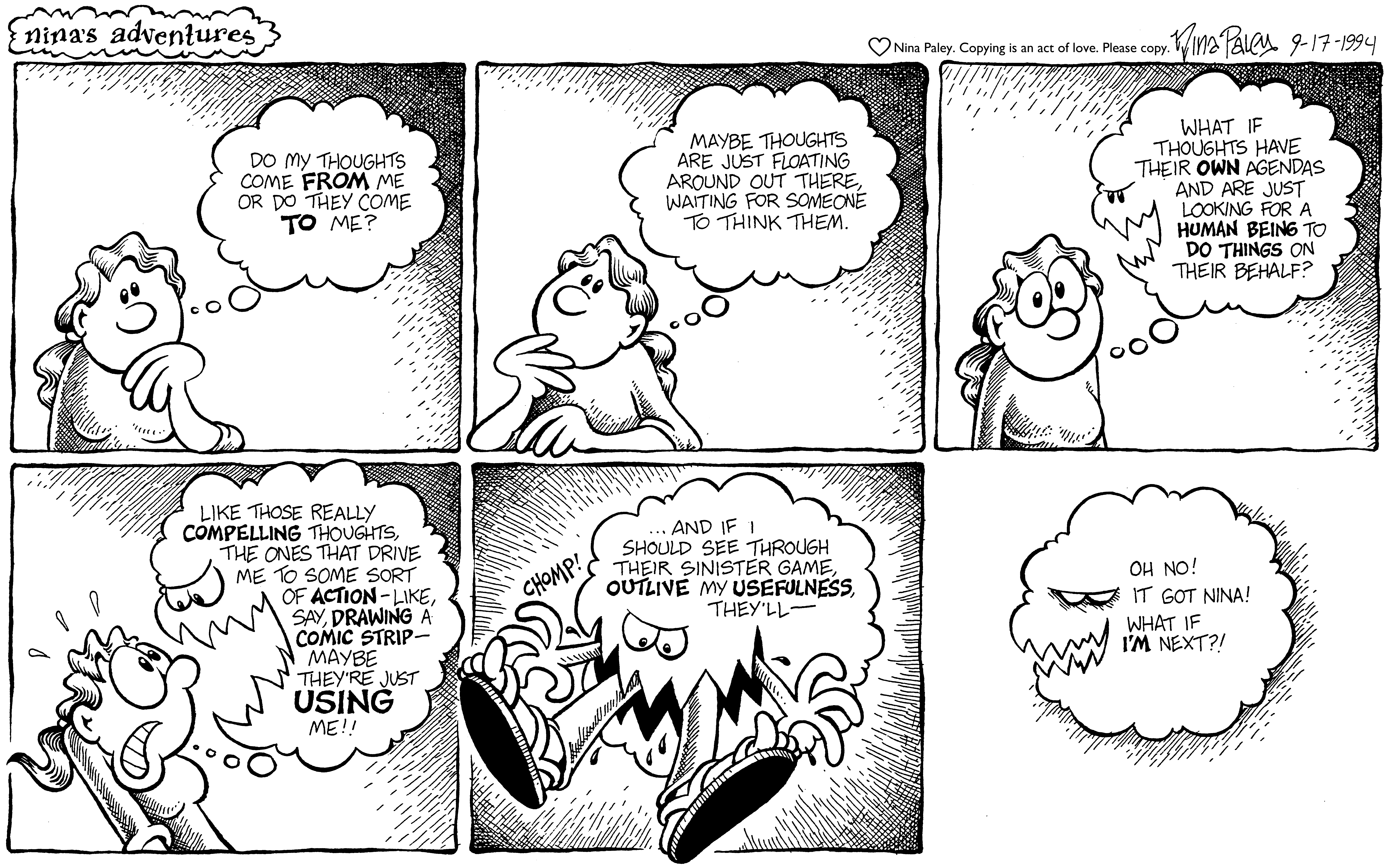 Nina's Adventures: When Memes Attack (Sep 17, 1994). Nina Paley, CC BY-SA 3.0. https://archive.org/details/NinasAdventuresFree