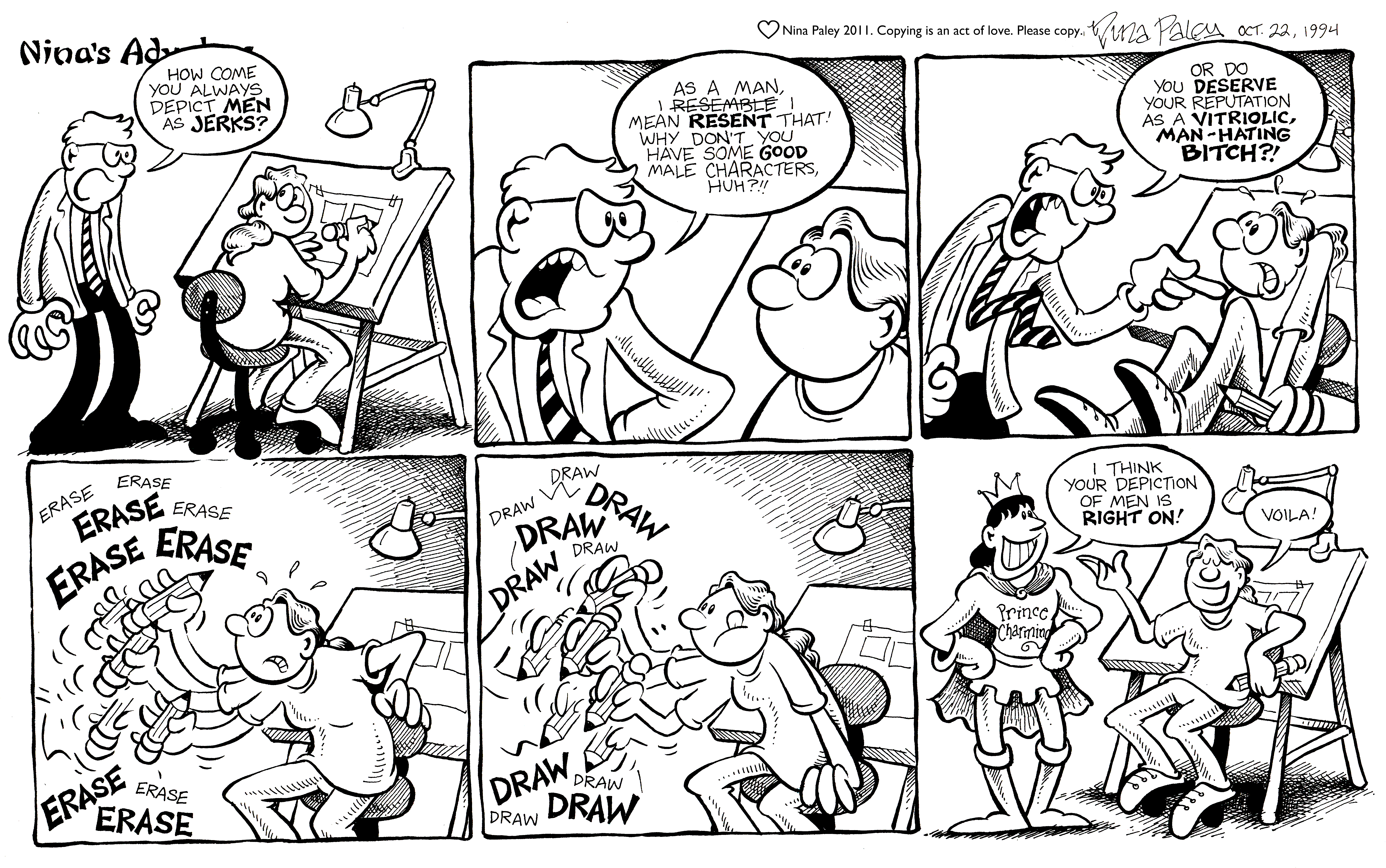 Nina's Adventures: Depicitonof Men (Oct 22, 1994). Nina Paley, CC BY-SA 3.0. https://archive.org/details/NinasAdventuresFree