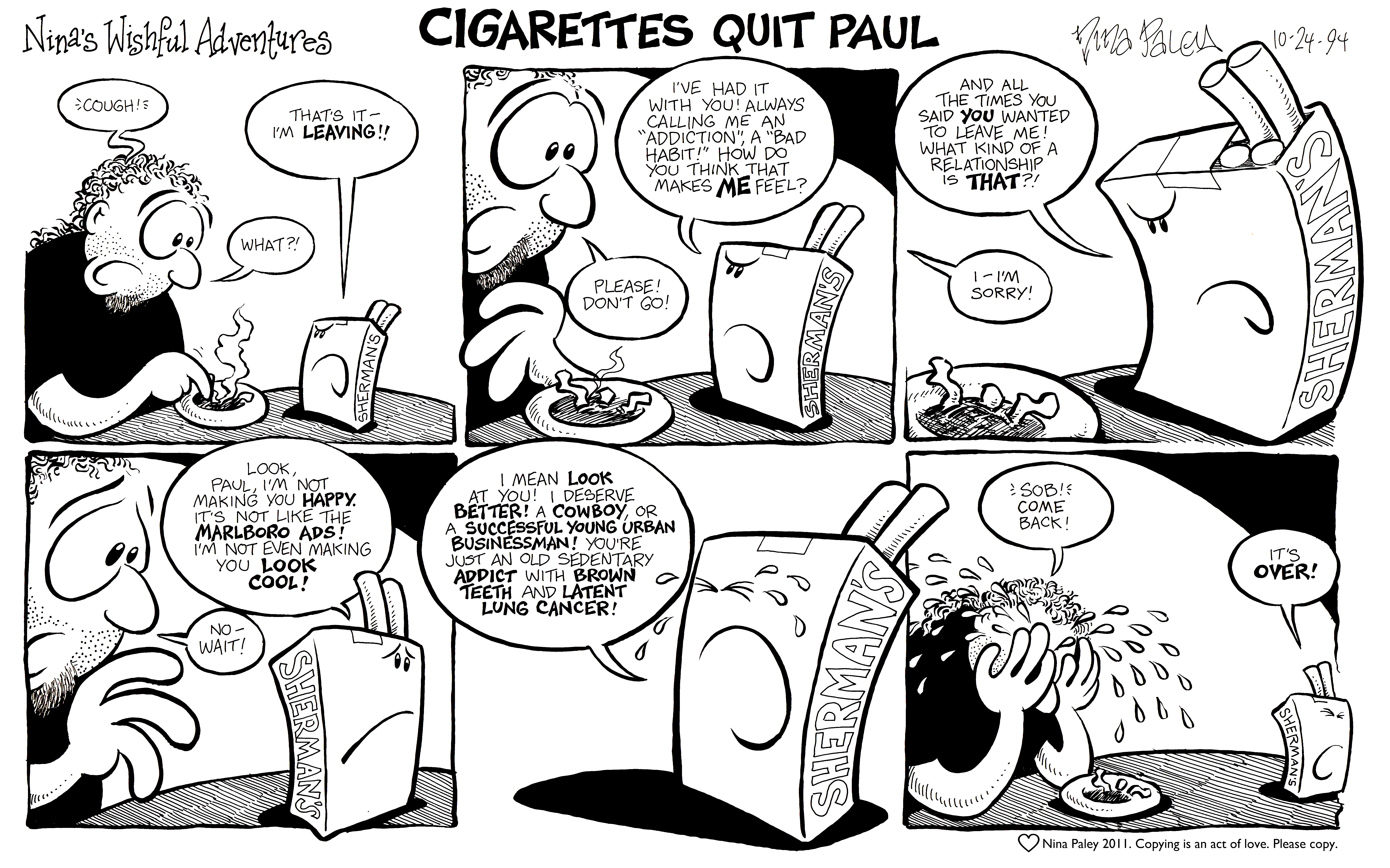 Nina's Adventures: Cigs Quit Paul (Oct 24, 1994). Nina Paley, CC BY-SA 3.0. https://archive.org/details/NinasAdventuresFree