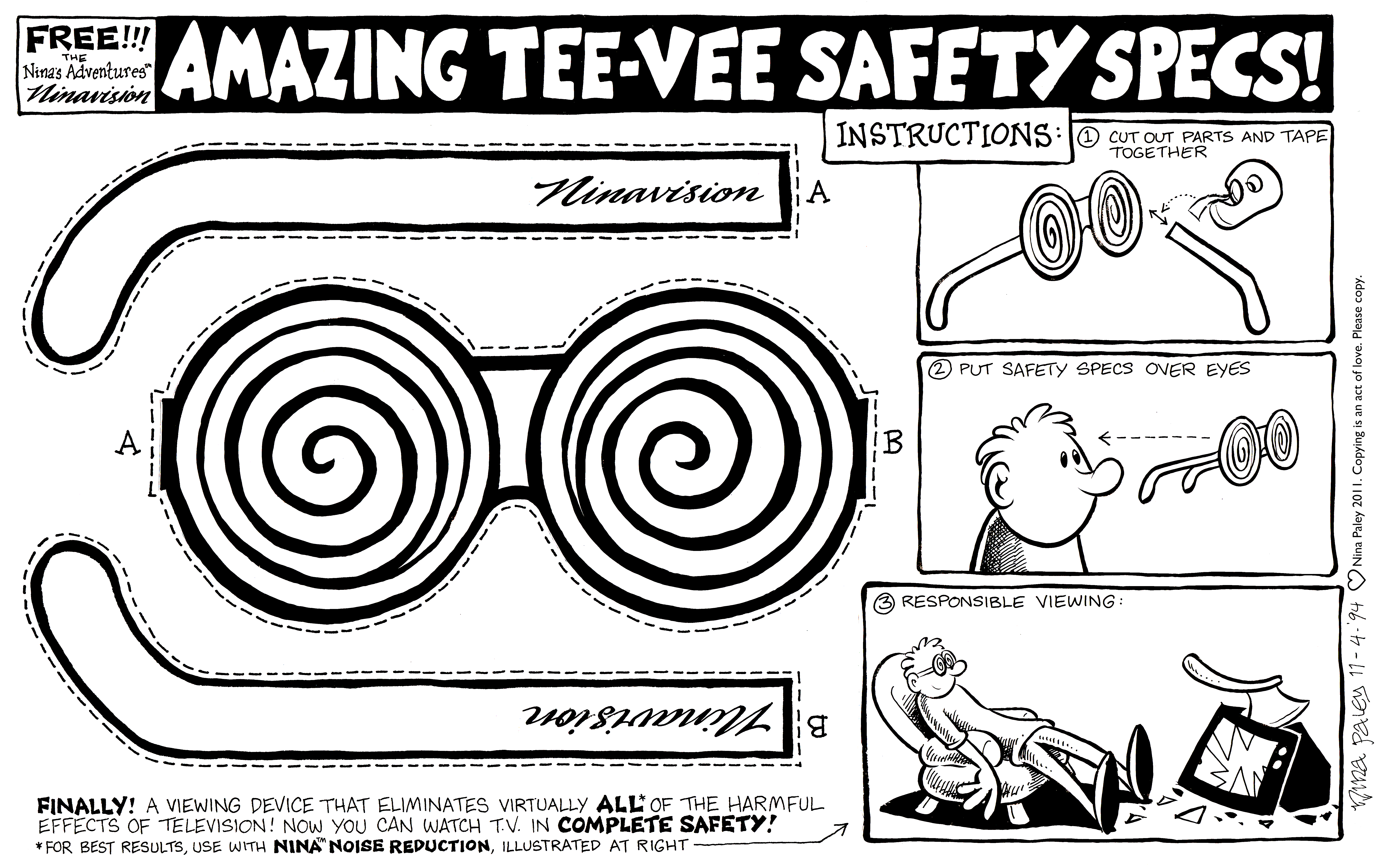 Nina's Adventures: TVSafety (Nov 4, 1994). Nina Paley, CC BY-SA 3.0. https://archive.org/details/NinasAdventuresFree