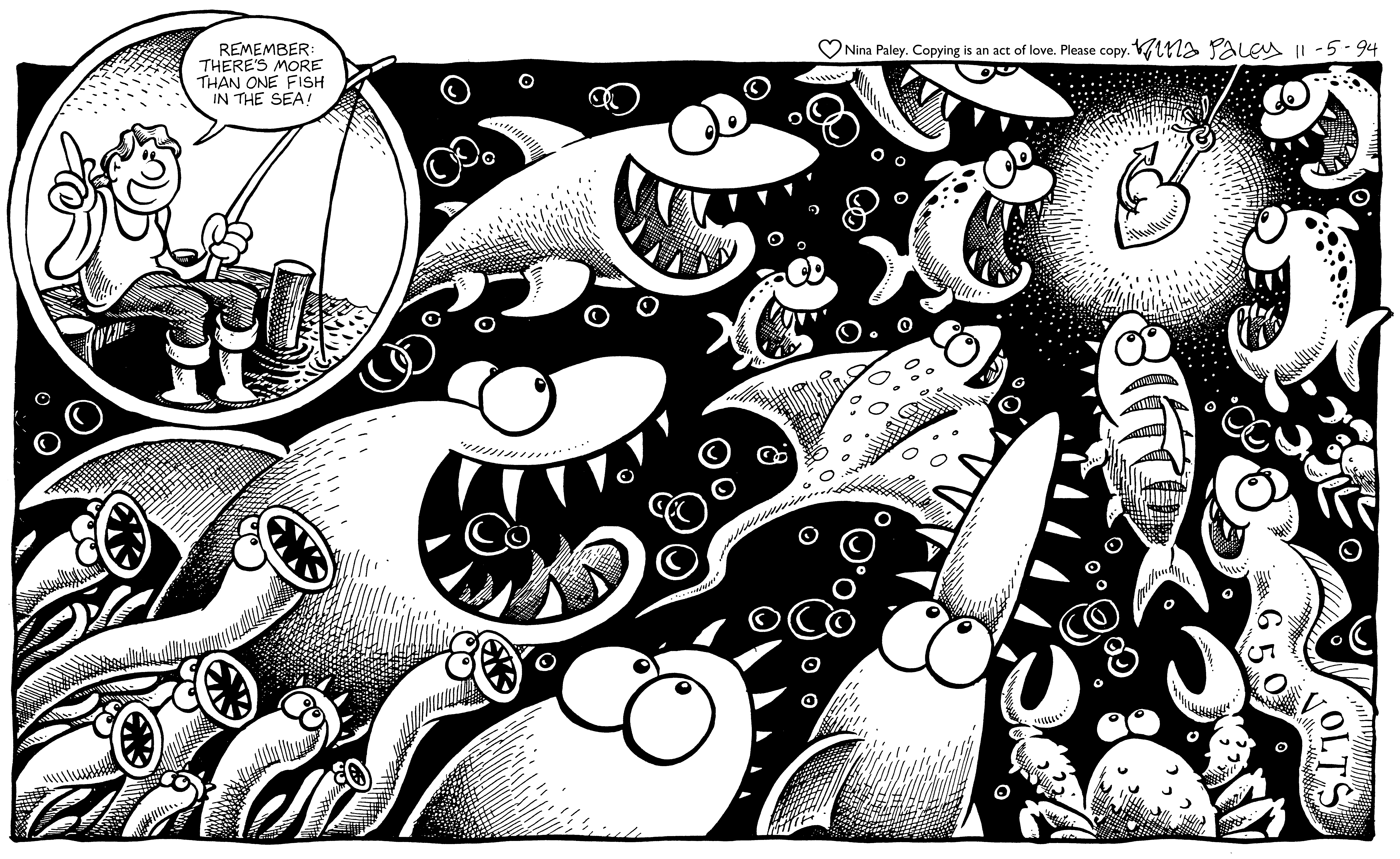 Nina's Adventures: Fish In The Sea (Nov 5, 1994). Nina Paley, CC BY-SA 3.0. https://archive.org/details/NinasAdventuresFree