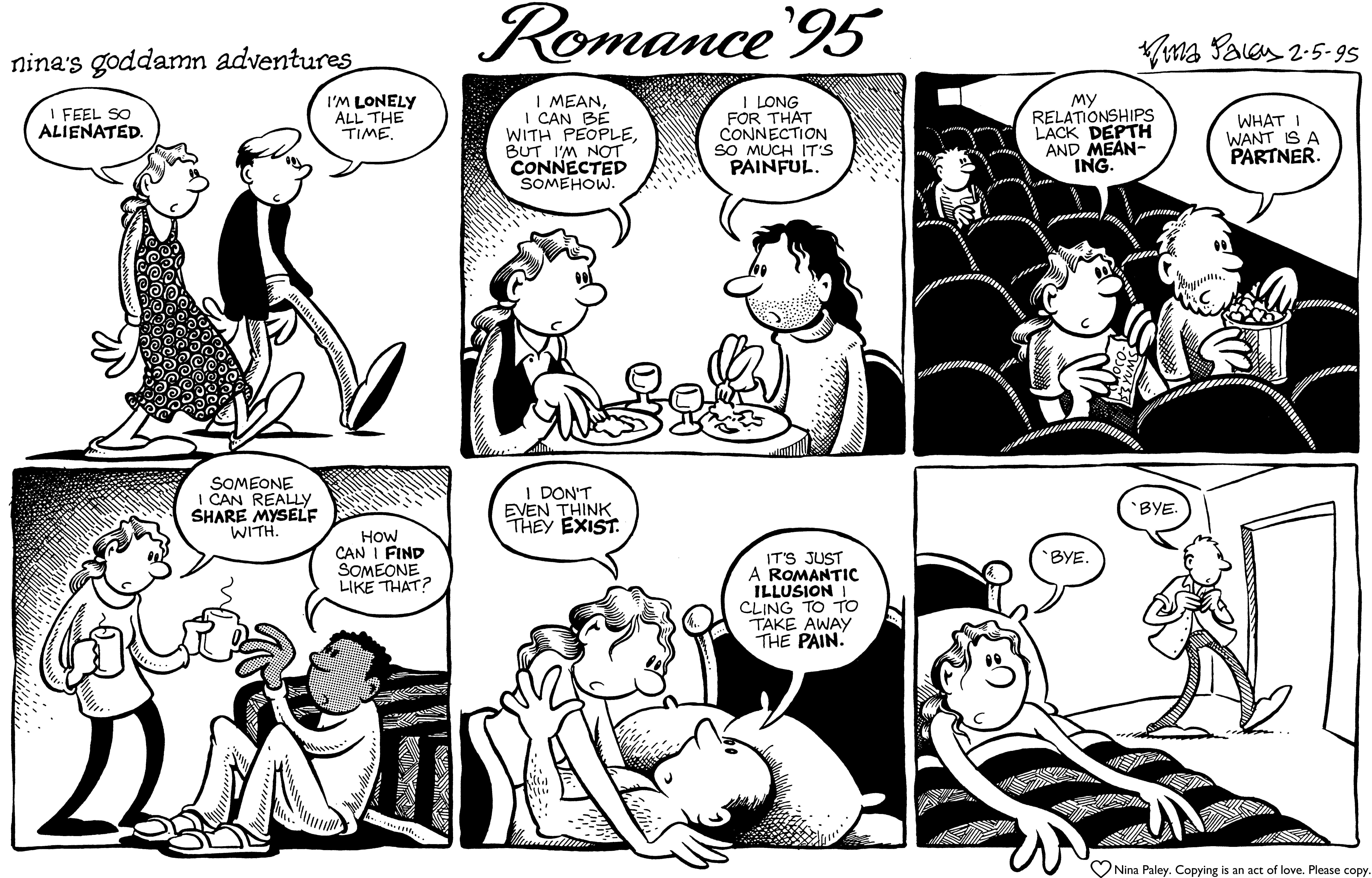 Nina's Adventures: Romance 95 (Feb 5, 1995). Nina Paley, CC BY-SA 3.0. https://archive.org/details/NinasAdventuresFree