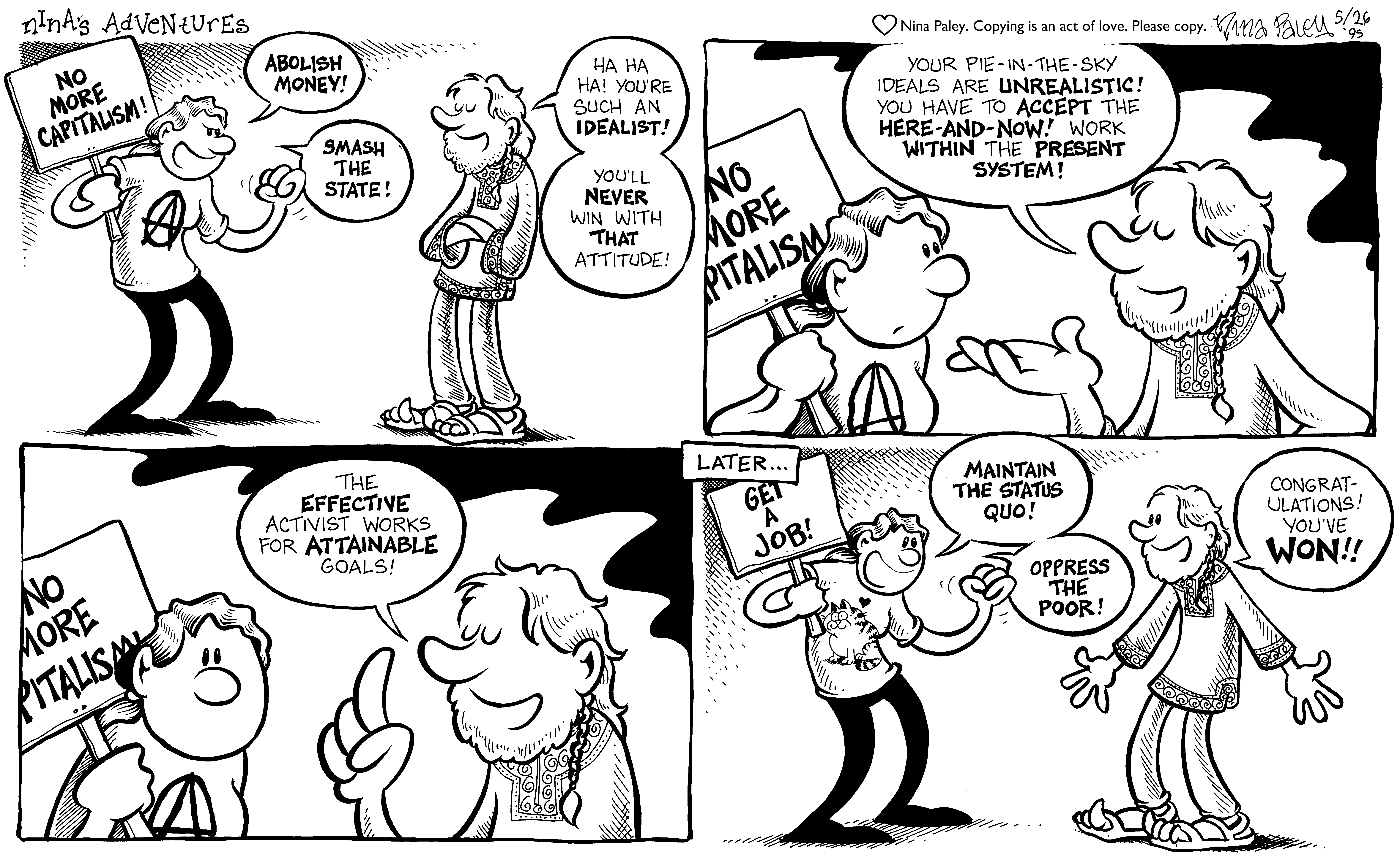 Nina's Adventures: Attainable Goals (May 26, 1995). Nina Paley, CC BY-SA 3.0. https://archive.org/details/NinasAdventuresFree