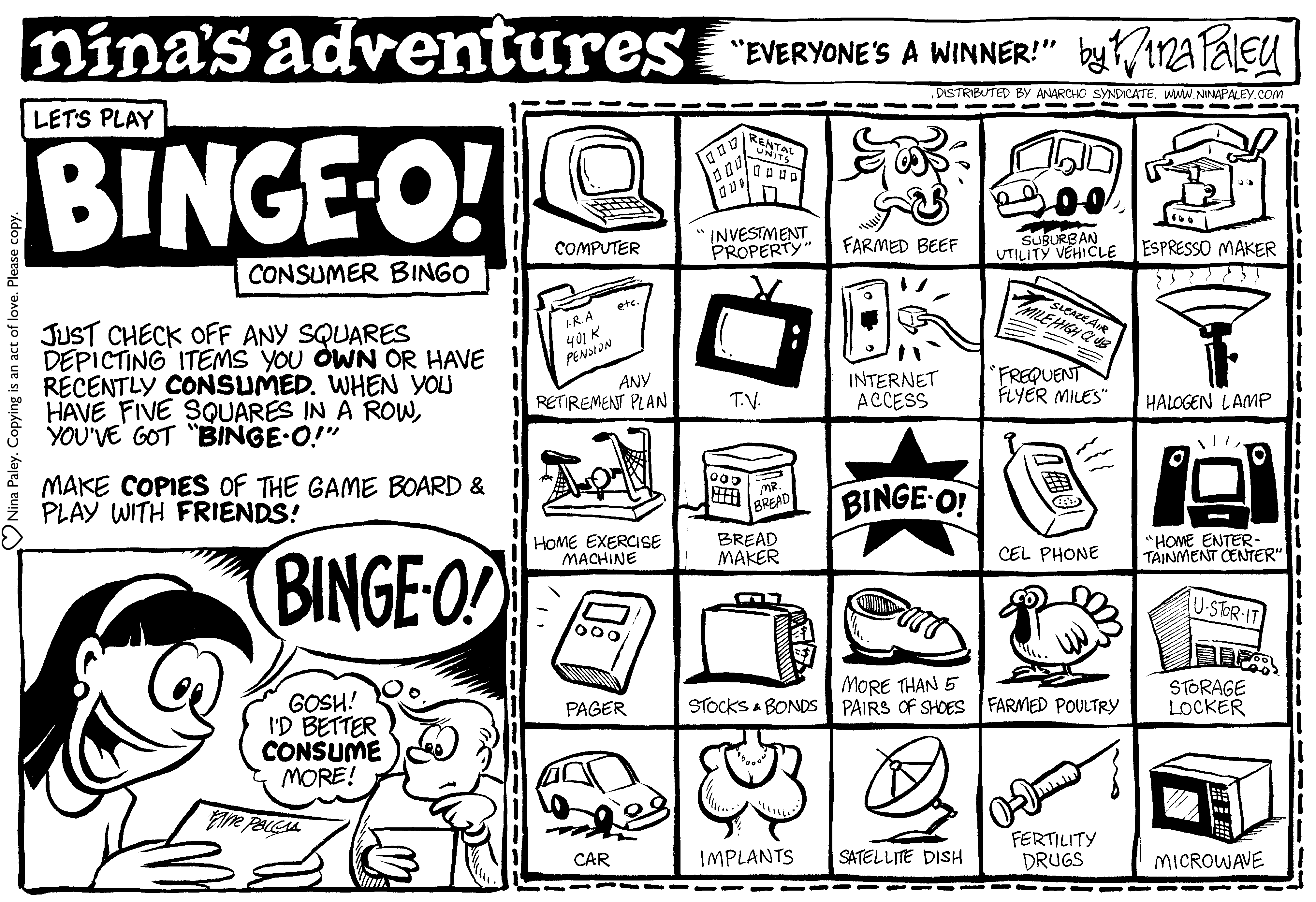 Nina's Adventures: Binge O (1999). Nina Paley, CC BY-SA 3.0. https://archive.org/details/NinasAdventuresFree