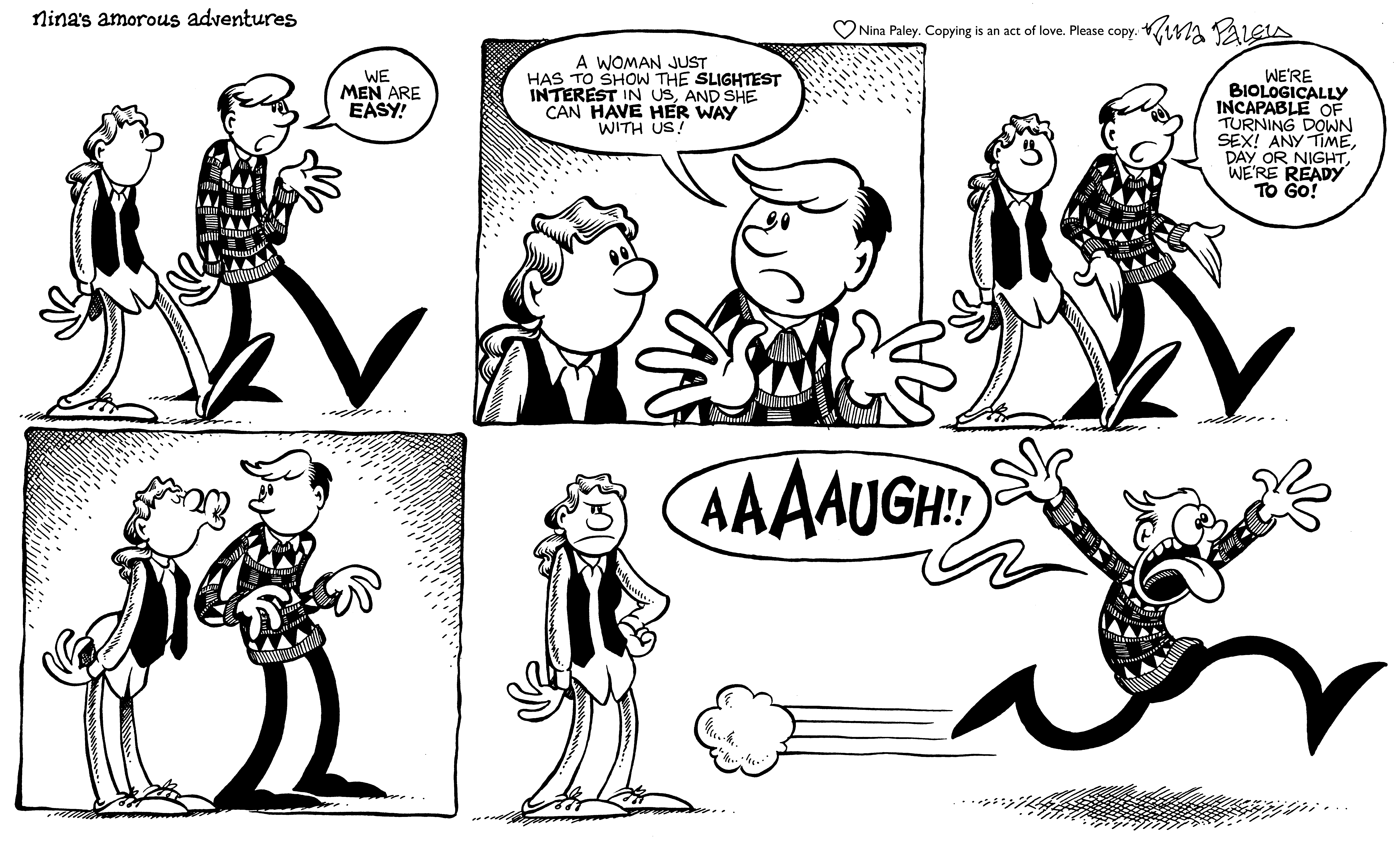Nina's Adventures: Men Are Easy (1999). Nina Paley, CC BY-SA 3.0. https://archive.org/details/NinasAdventuresFree
