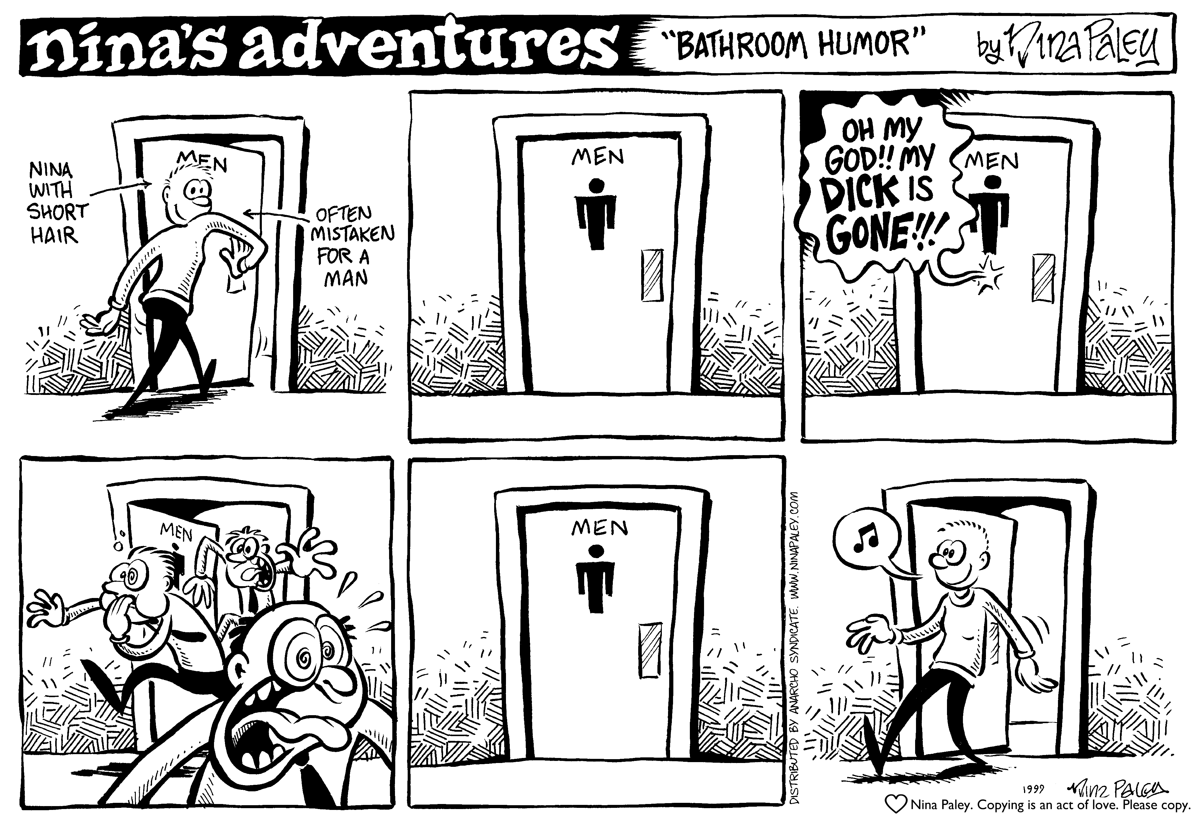 Nina's Adventures: Bathroom Humor (1999). Nina Paley, CC BY-SA 3.0. https://archive.org/details/NinasAdventuresFree