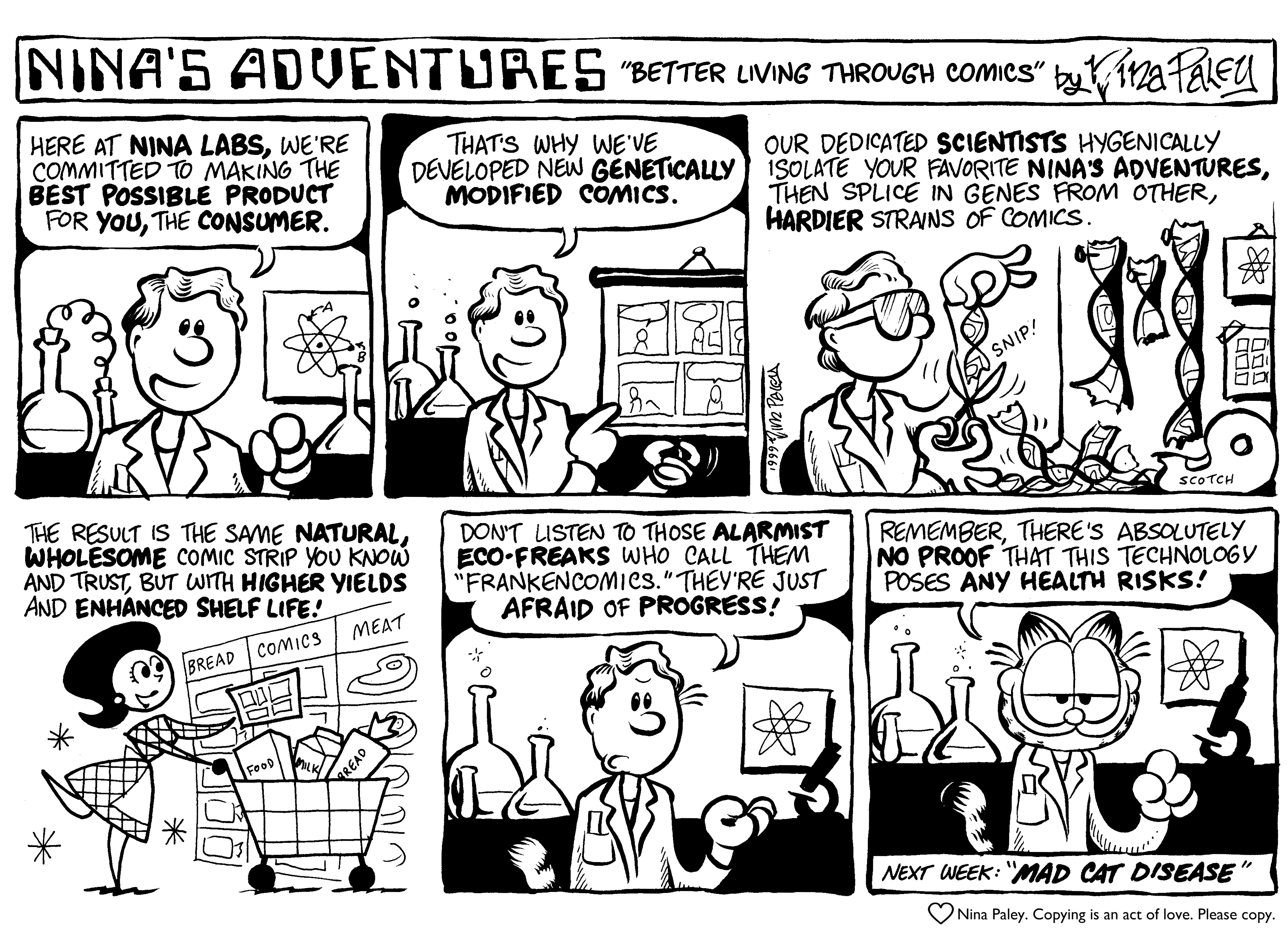 Nina's Adventures: Genetically Modified Cartoon (1999). Nina Paley, CC BY-SA 3.0. https://archive.org/details/NinasAdventuresFree