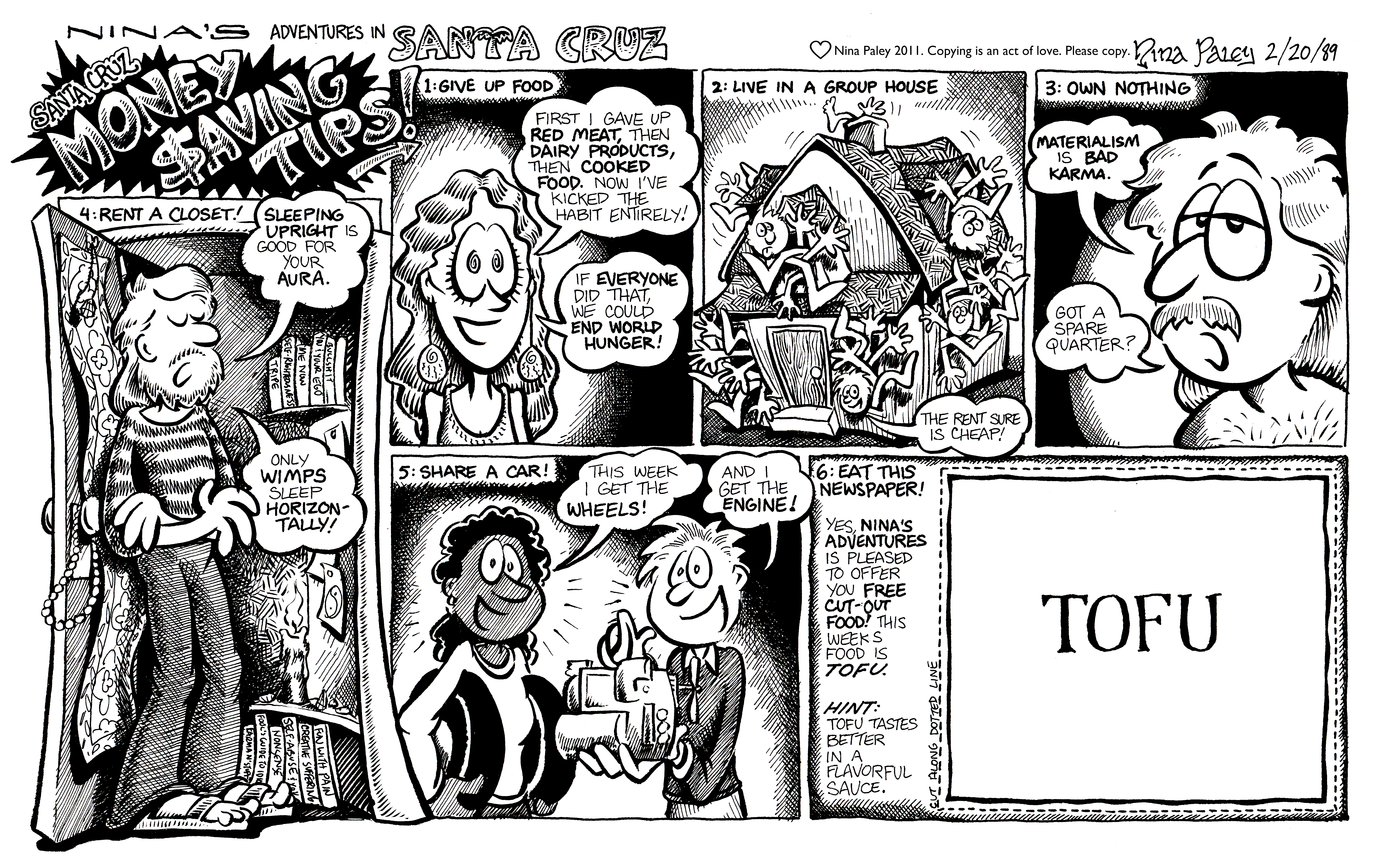 Nina's Adventures: Money Saving (Feb 20, 1989). Nina Paley, CC BY-SA 3.0. https://archive.org/details/NinasAdventuresFree