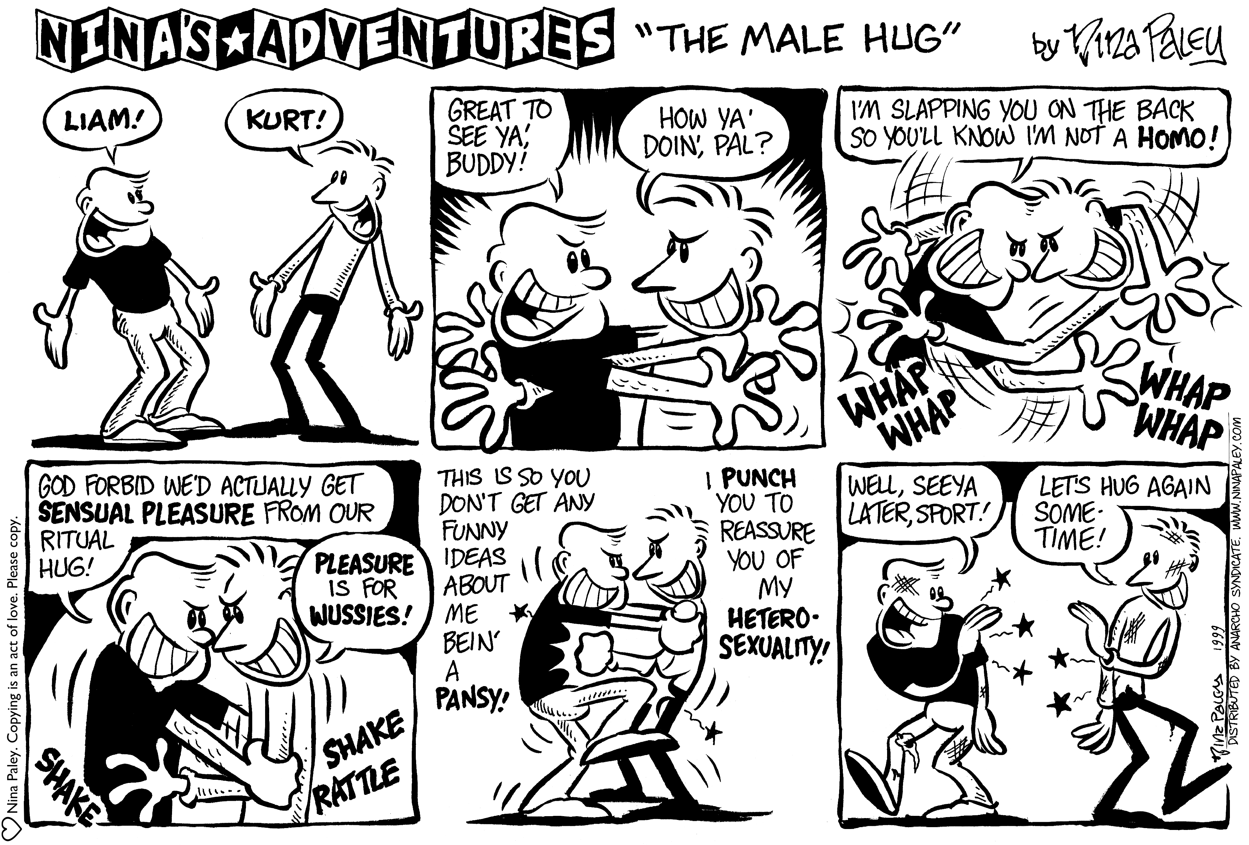 Nina's Adventures: The Male Hug (1999). Nina Paley, CC BY-SA 3.0. https://archive.org/details/NinasAdventuresFree