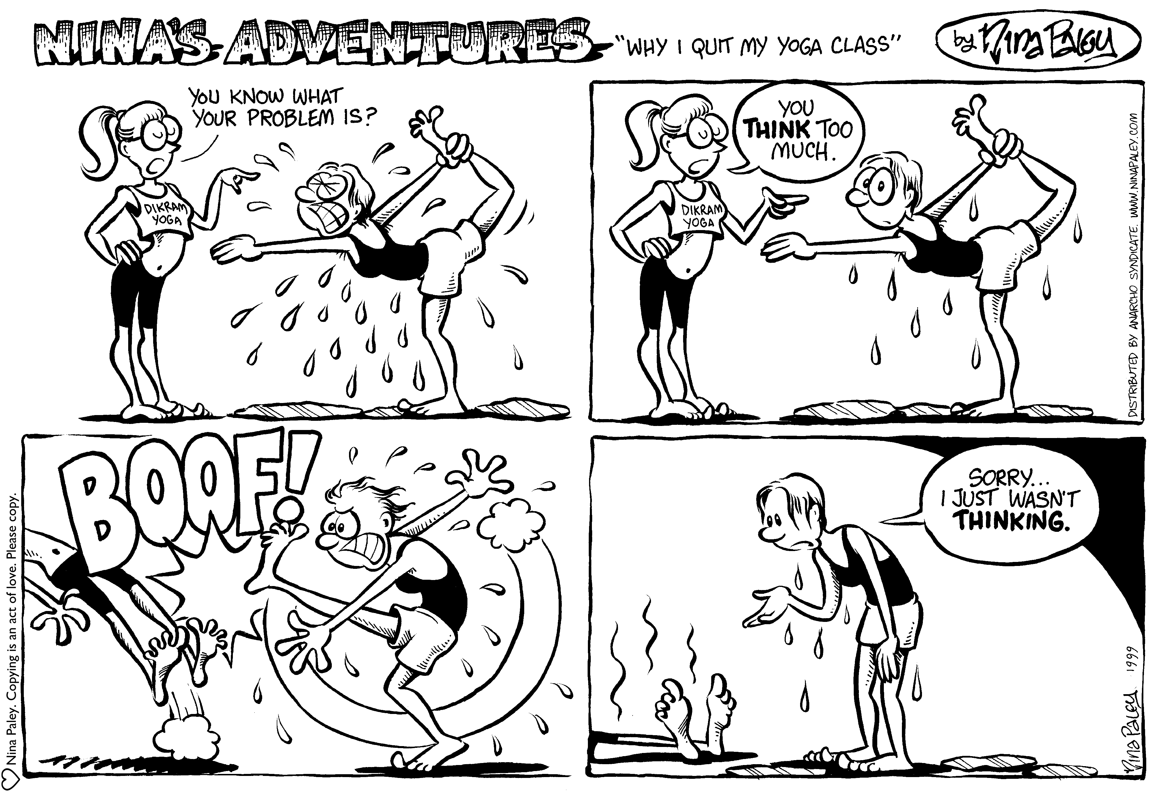 Nina's Adventures: Yoga Class (1999). Nina Paley, CC BY-SA 3.0. https://archive.org/details/NinasAdventuresFree