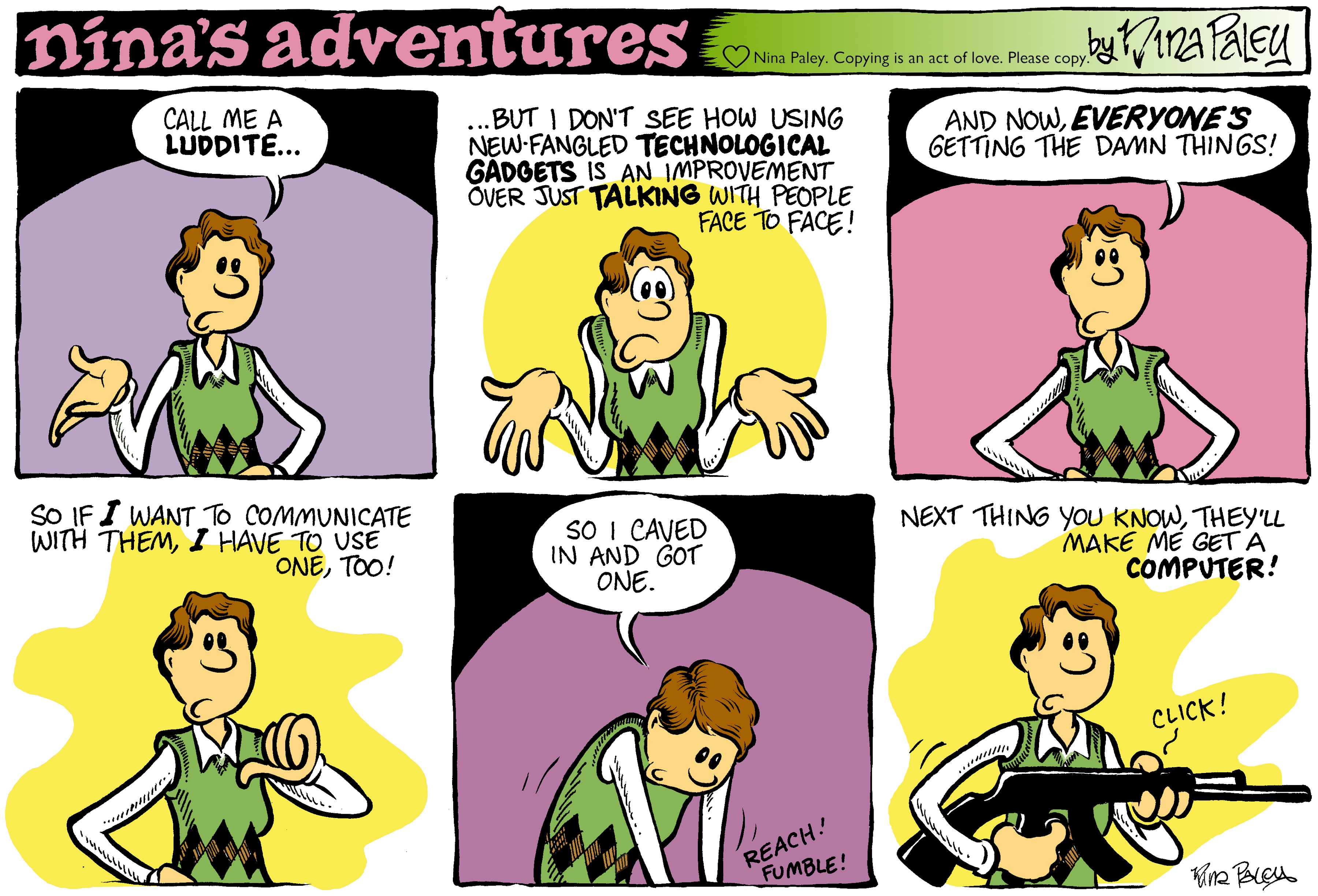Nina's Adventures: Rapid fire (colour). Nina Paley, CC BY-SA 3.0. https://archive.org/details/NinasAdventuresFree