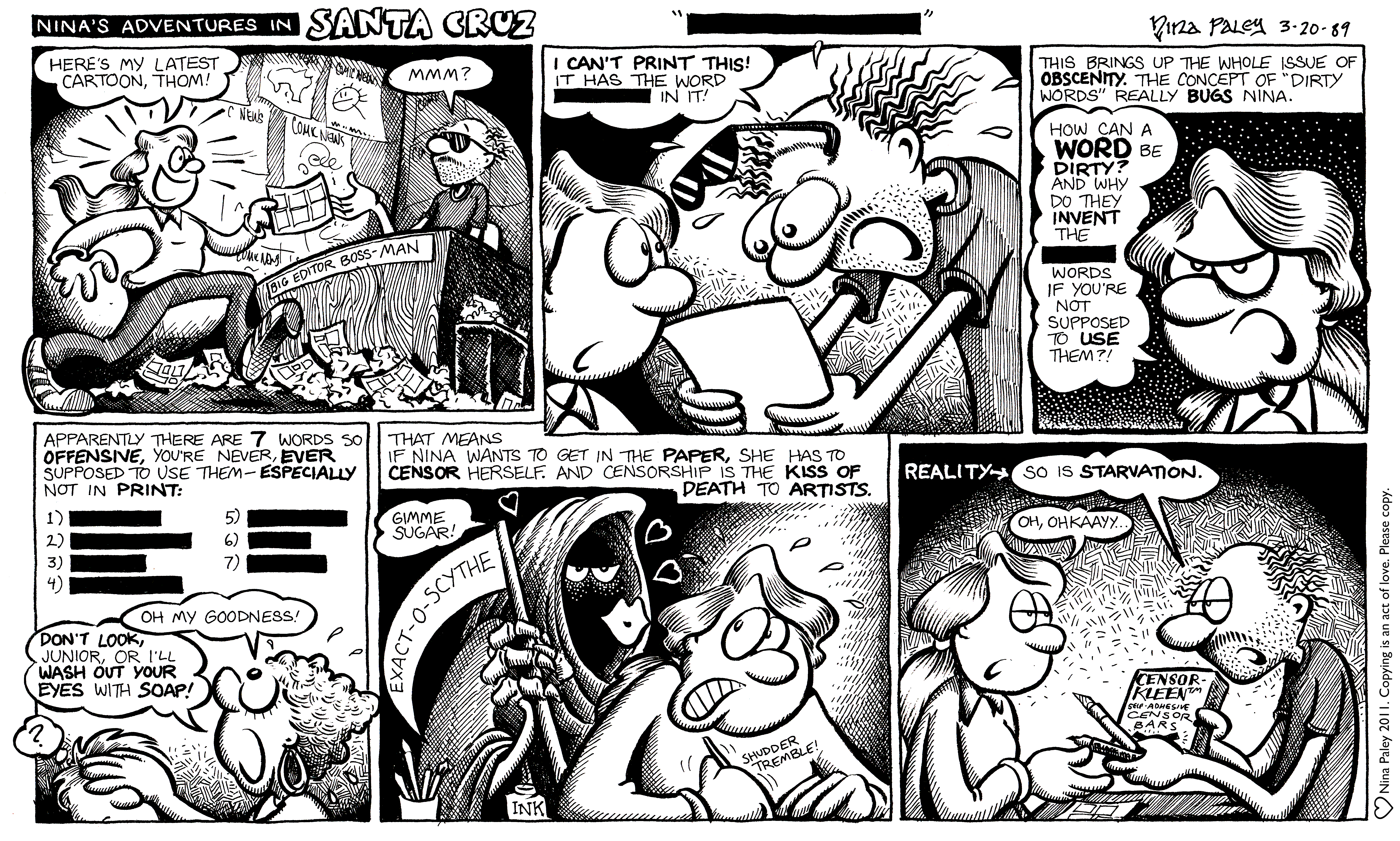 Nina's Adventures: Censorship (Mar 20, 1989). Nina Paley, CC BY-SA 3.0. https://archive.org/details/NinasAdventuresFree