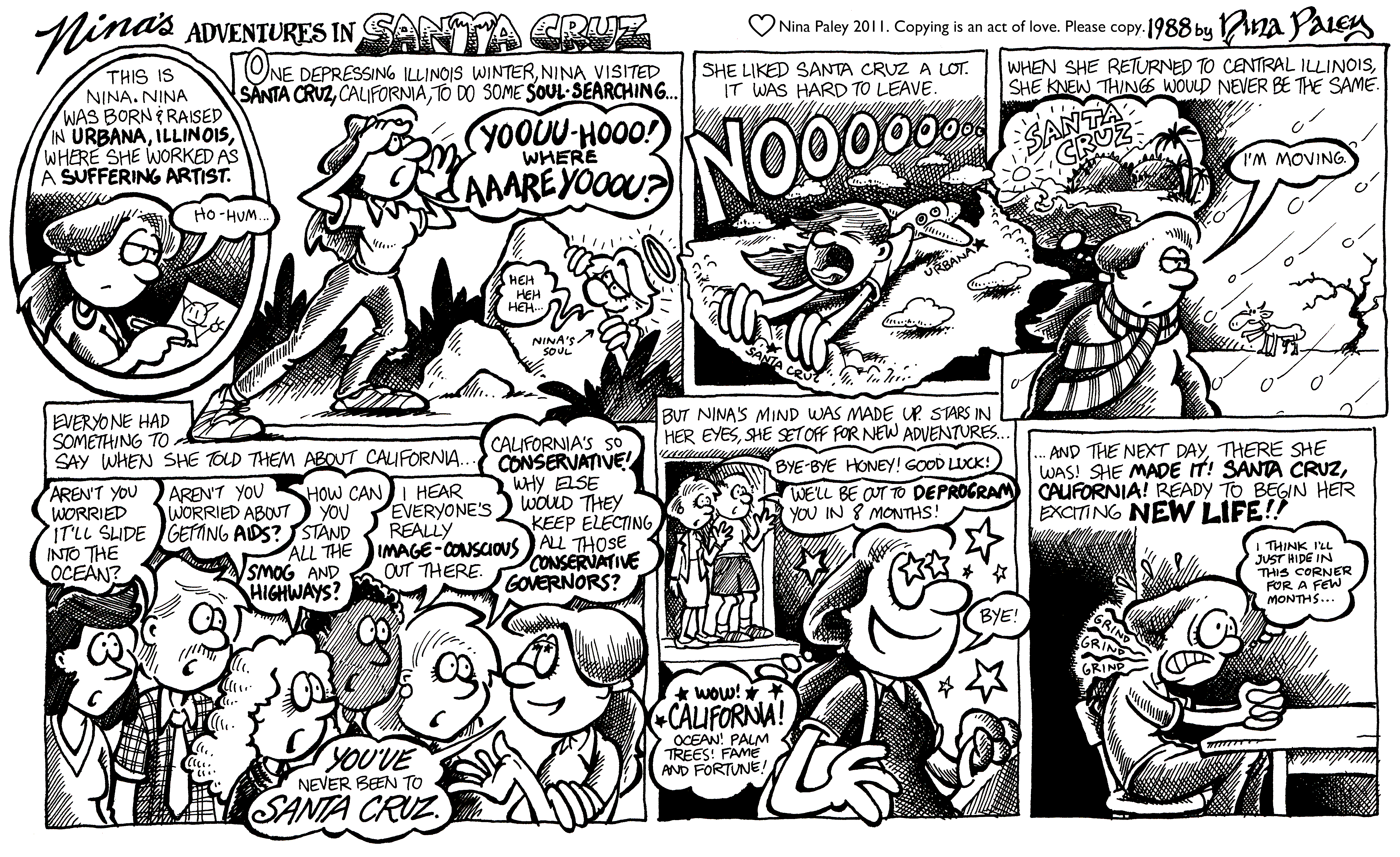 Nina's Adventures: Moving Santa Cruz (1988). Nina Paley, CC BY-SA 3.0. https://archive.org/details/NinasAdventuresFree