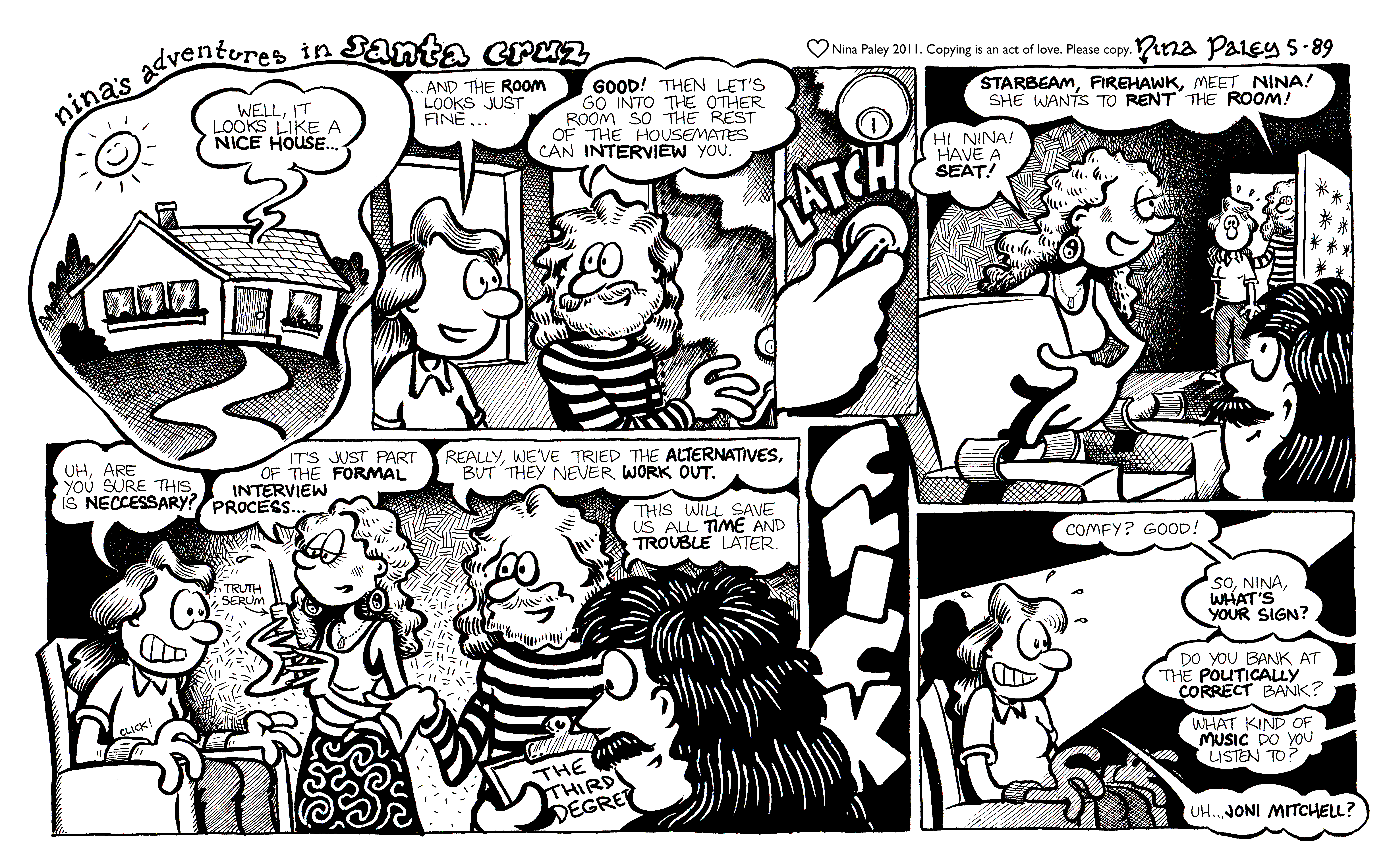 Nina's Adventures: Interrogation (May 1989). Nina Paley, CC BY-SA 3.0. https://archive.org/details/NinasAdventuresFree
