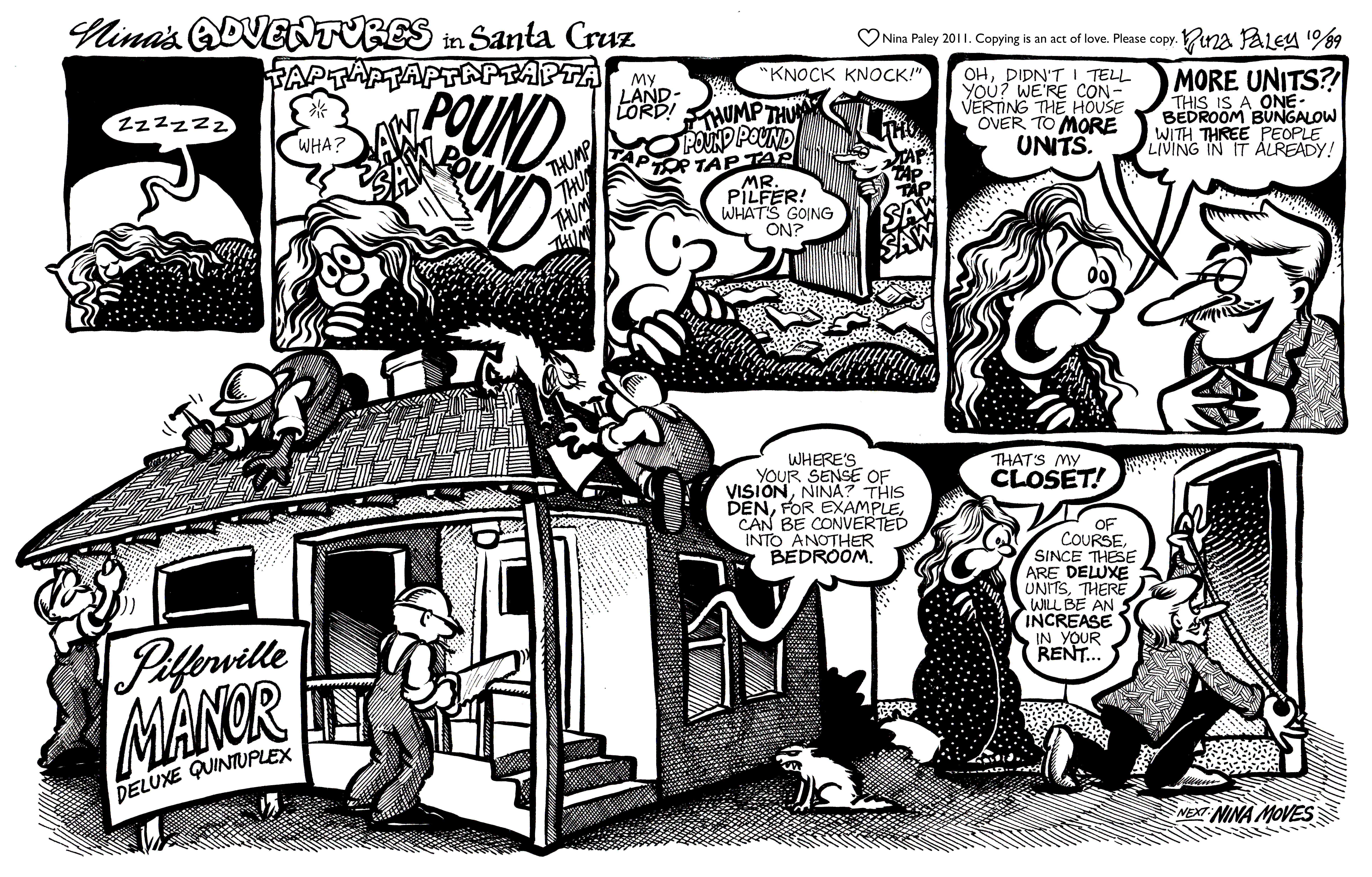 Nina's Adventures: Delux Quintuplex (Oct 1989). Nina Paley, CC BY-SA 3.0. https://archive.org/details/NinasAdventuresFree