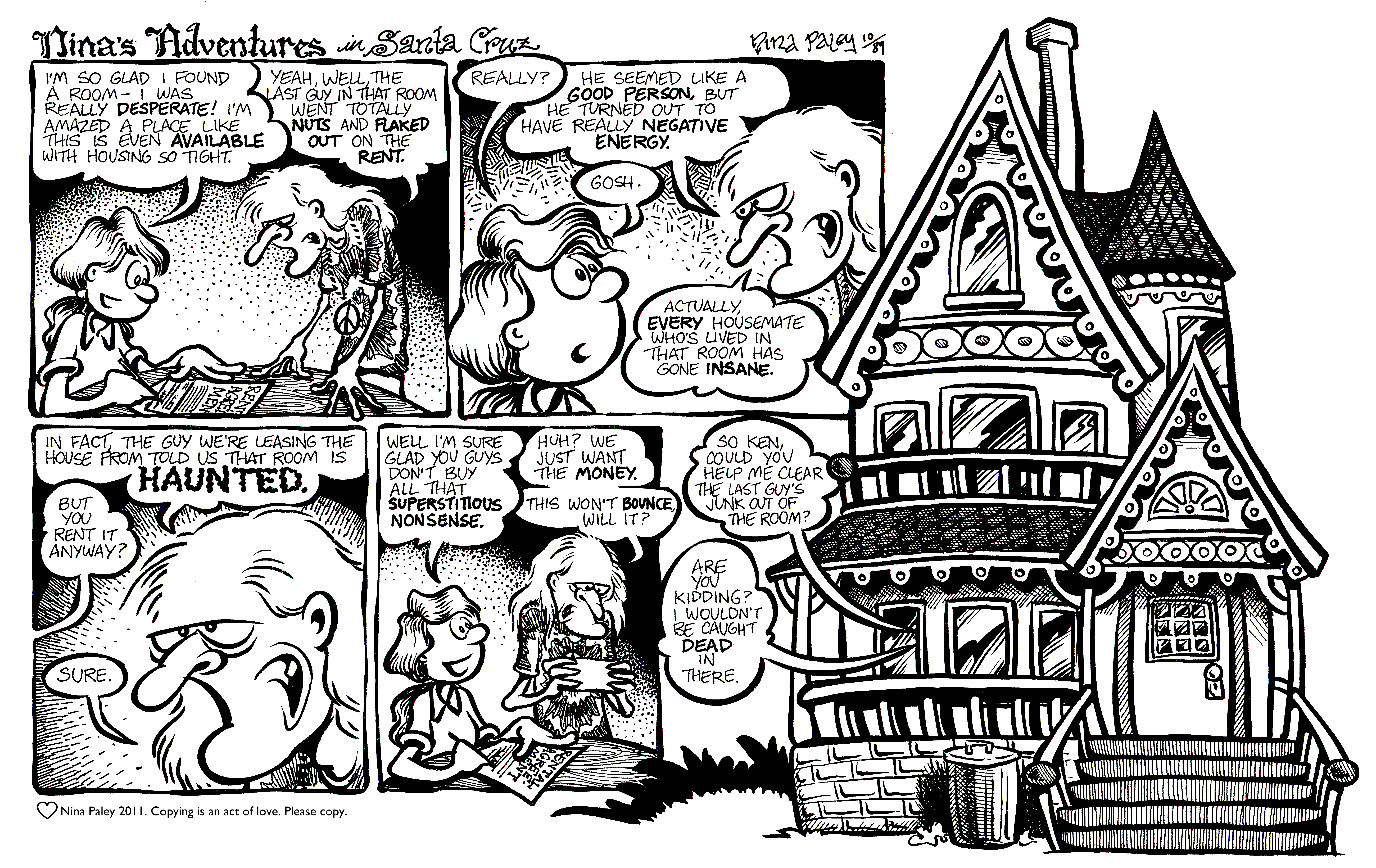 Nina's Adventures: Haunted Housing (Oct 1989). Nina Paley, CC BY-SA 3.0. https://archive.org/details/NinasAdventuresFree
